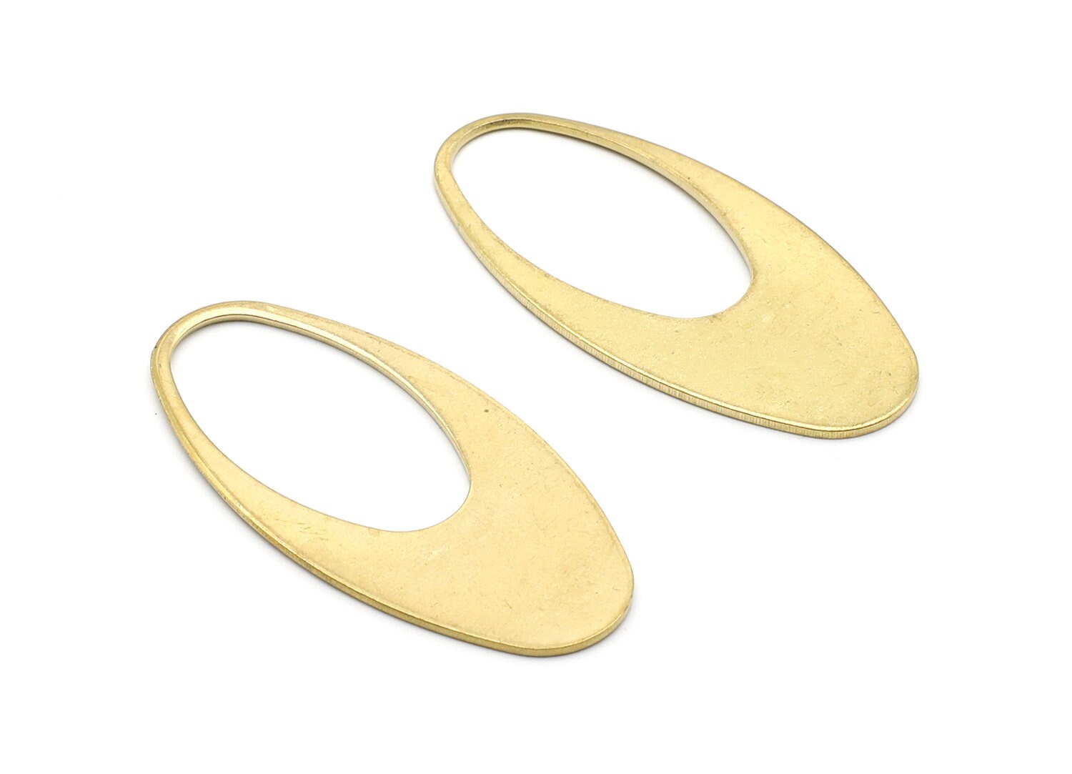Brass Oval Charms - Oval Shaped Raw Brass Charms - Geometric Pendant - Jewelry Supplies - 48,38x23x1,05mm - PP1438 - DOMEDBAZAAR