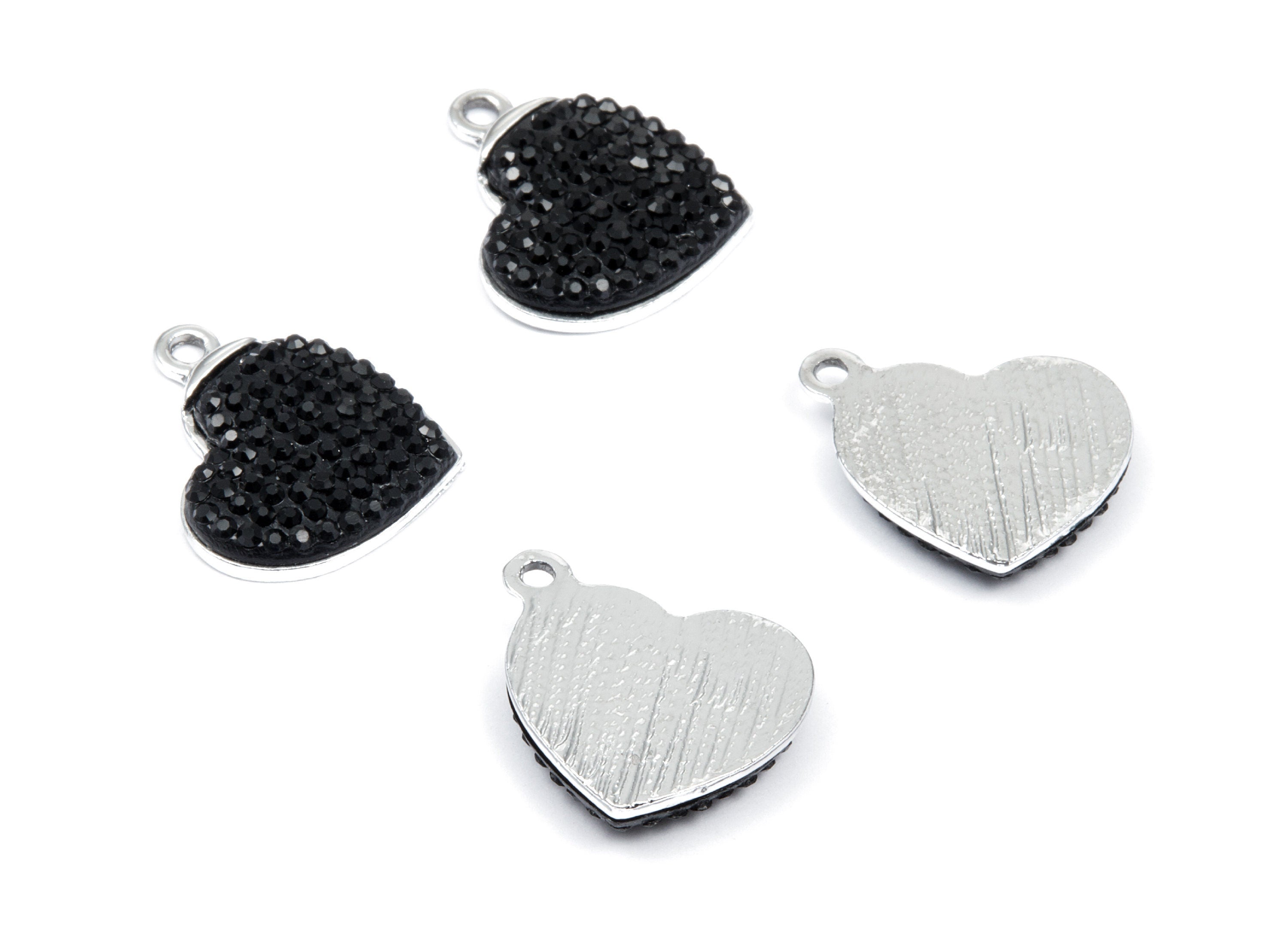 Heart Shaped Charms - Zinc Alloy Earring Findings - Silver Tone Connector - Alloy Pendant for Necklace - 20x17,18x3,21mm - ZZ1209 - DOMEDBAZAAR