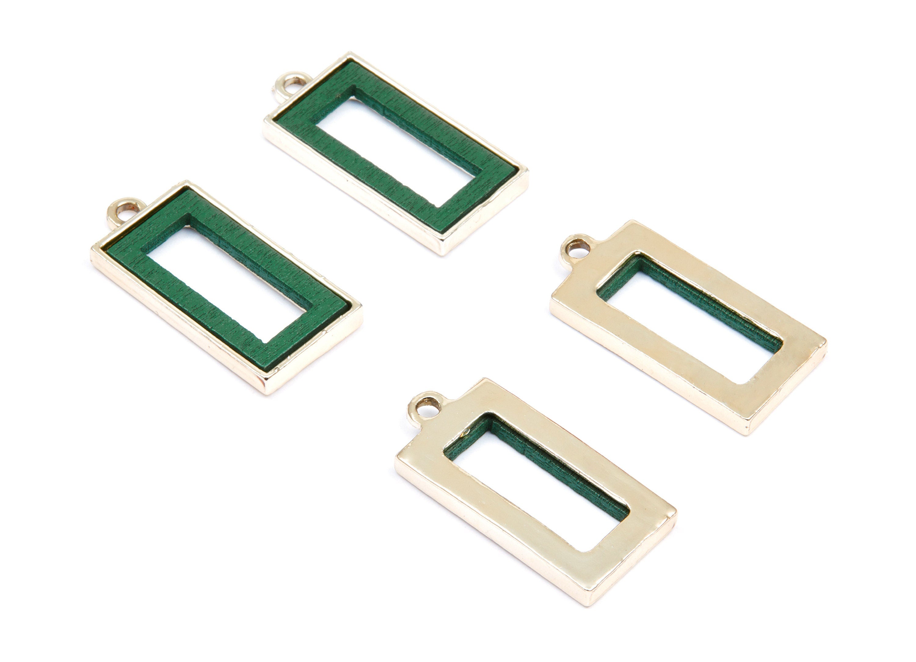 Rectangle Shaped Charms- Zinc Alloy Earring Findings - Gold Tone Connector - Alloy Pendant for Necklace - 30,16x14,44x2,91mm - ZZ1249 - DOMEDBAZAAR