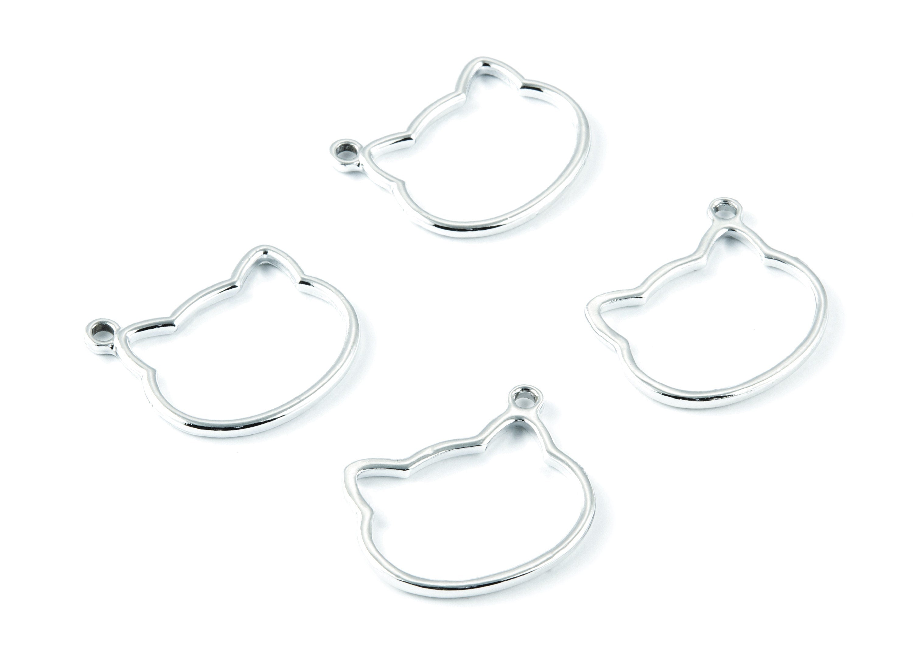 Cat Shaped Charms - Zinc Alloy Earring Finding - Nickel / Silver Tone - Alloy Pendant for Necklace - 28,09x22,03x1,61mm - ZZ1211 - DOMEDBAZAAR