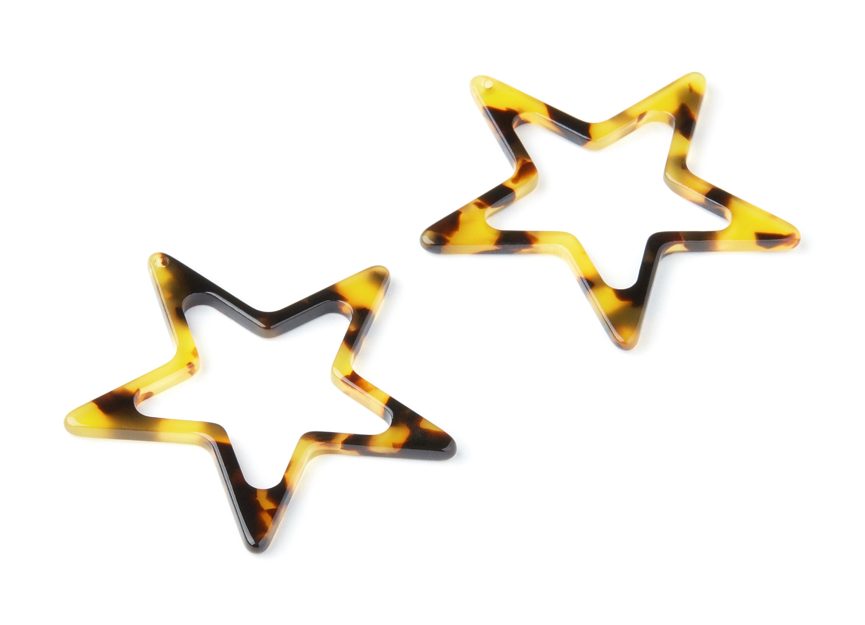 Acetate Acrylic Earring Charms -  Tortoise Shell Earrings - Star Pendant - Jewelry Supplies - Color Code: A02 - 44,3x42,2x2,69mm- AC1325A - DOMEDBAZAAR