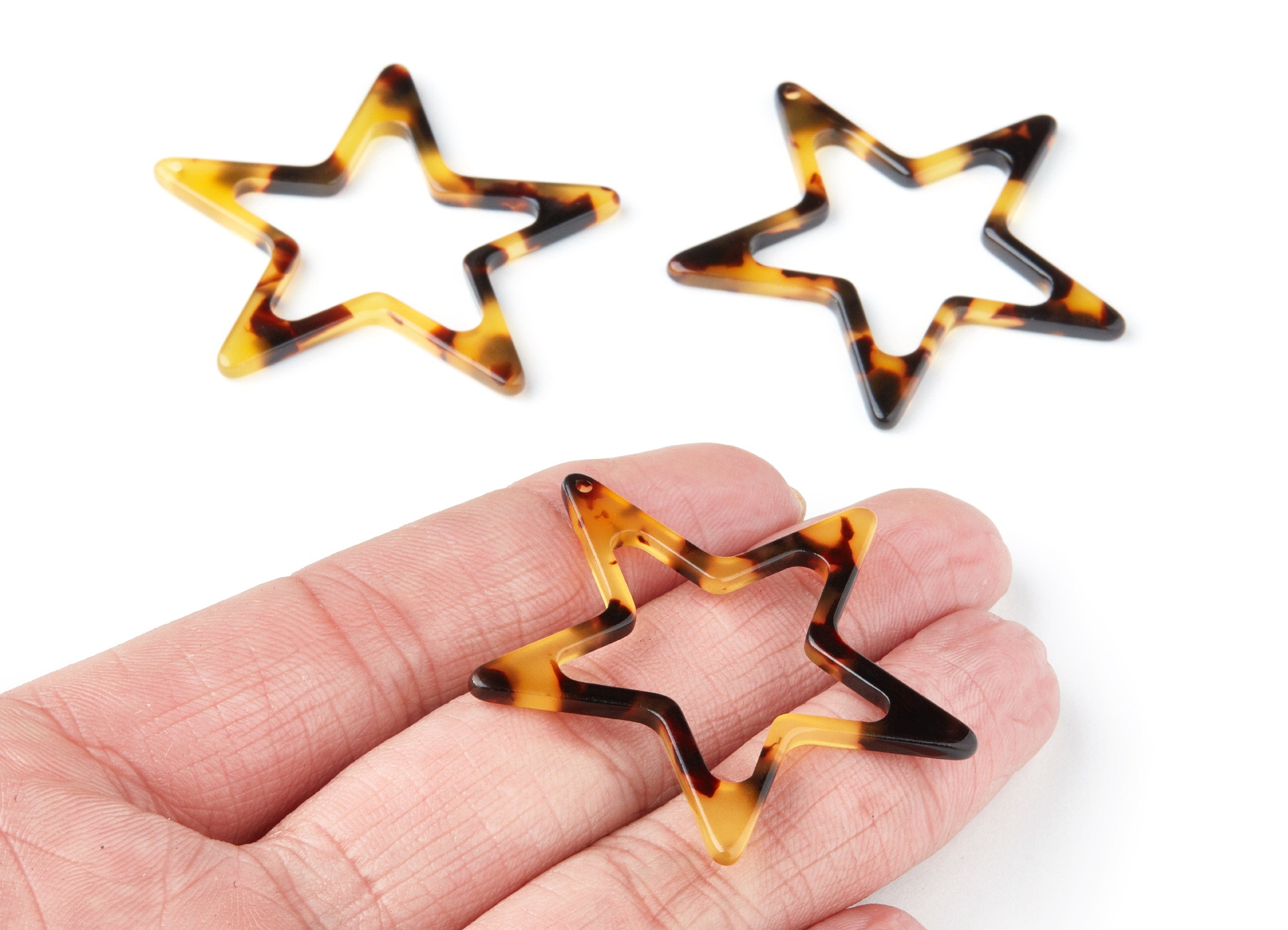 Acetate Acrylic Earring Charms -  Tortoise Shell Earrings - Star Pendant - Jewelry Supplies - Color Code: A02 - 44,3x42,2x2,69mm- AC1325A - DOMEDBAZAAR