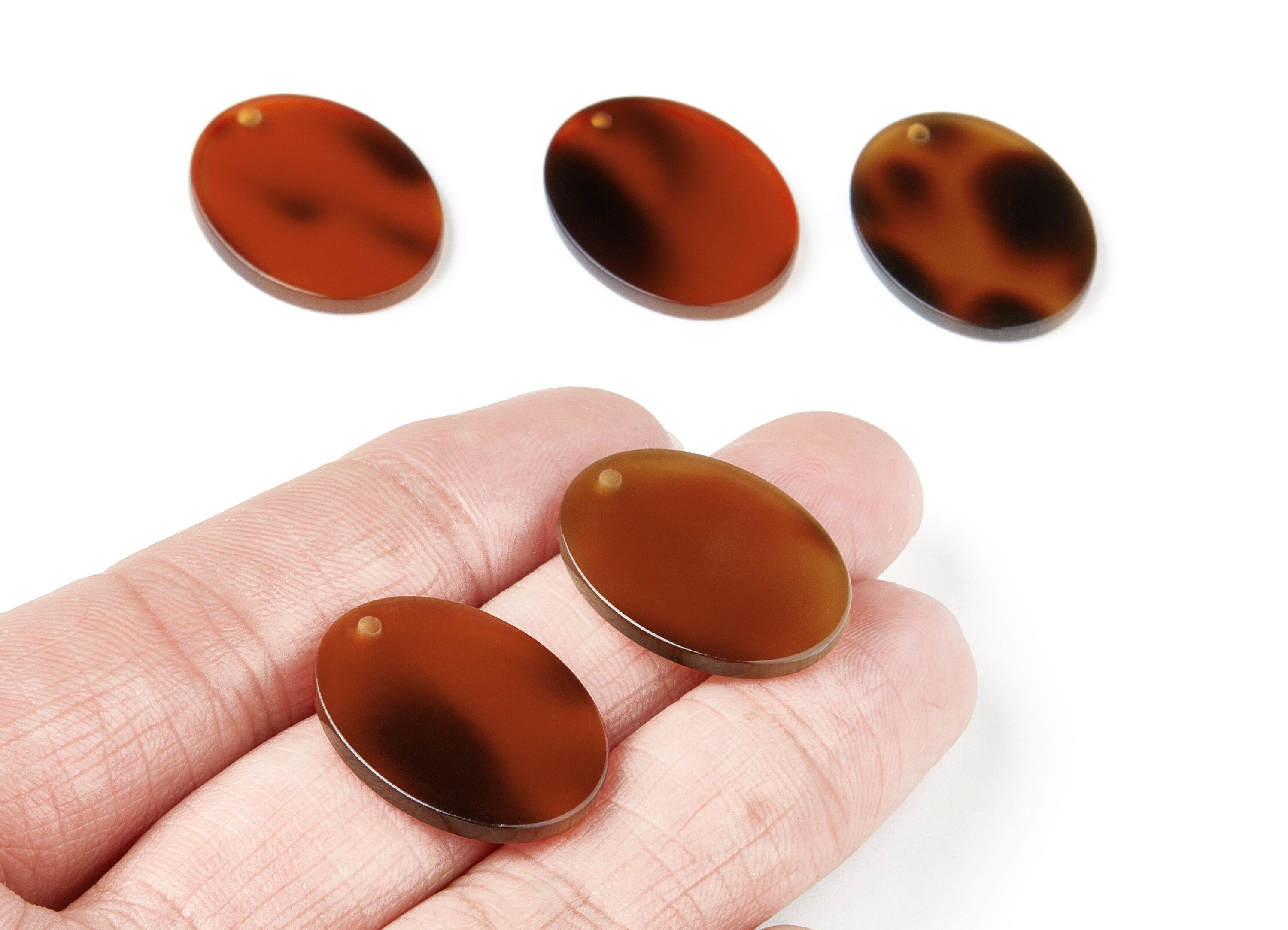 Acrylic Earring Charms - Tortoise Shell Earrings - Oval Shaped Pendant - Earring Findings - 25,68x19,84x2,24mm - AC1327B - DOMEDBAZAAR