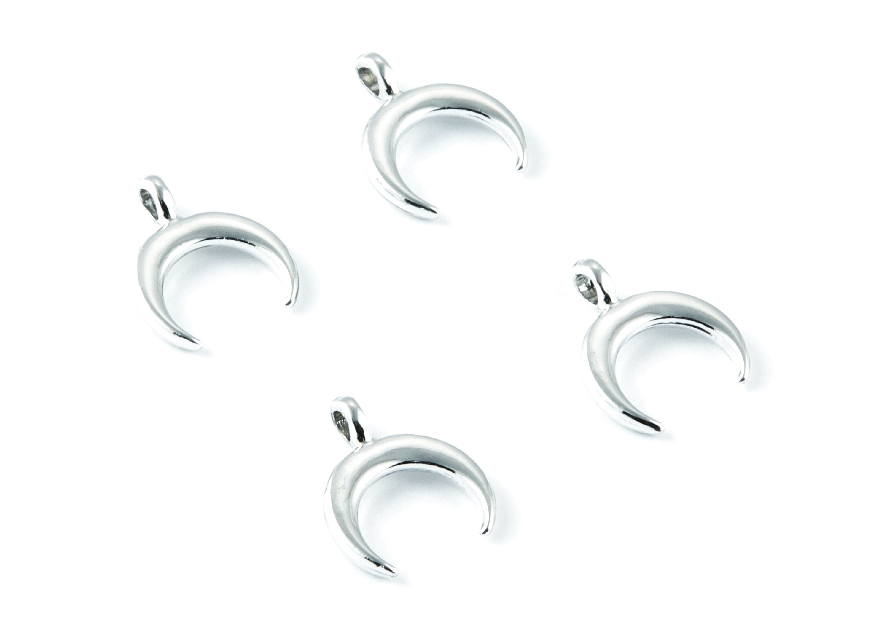 Moon Shaped Charms - Zinc Alloy Earring Finding - Nickel / Silver Tone - Alloy Pendant for Necklace - 14x11,65x1,77mm - ZZ1187S - DOMEDBAZAAR