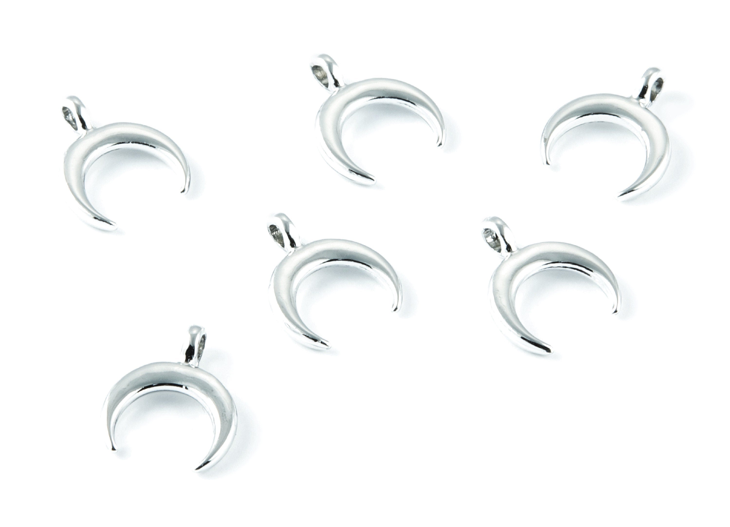 Moon Shaped Charms - Zinc Alloy Earring Finding - Nickel / Silver Tone - Alloy Pendant for Necklace - 14x11,65x1,77mm - ZZ1187S - DOMEDBAZAAR