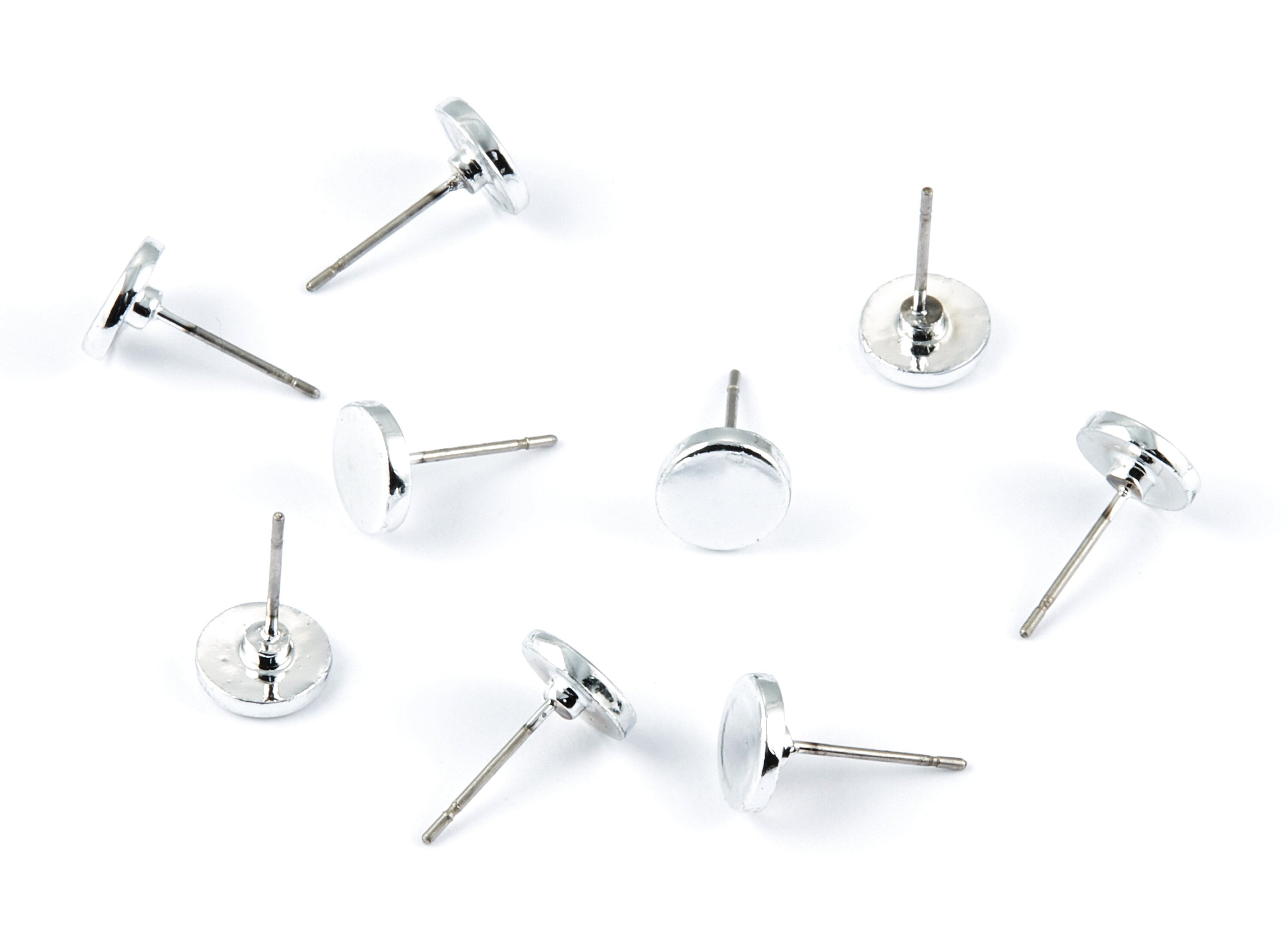 Round Stud - Zinc Alloy Bar Stud - Silver Tone plated - Stainless Steel Stud - Ear Studs - 13,94x8x1,57mm - ZZ1194S - DOMEDBAZAAR