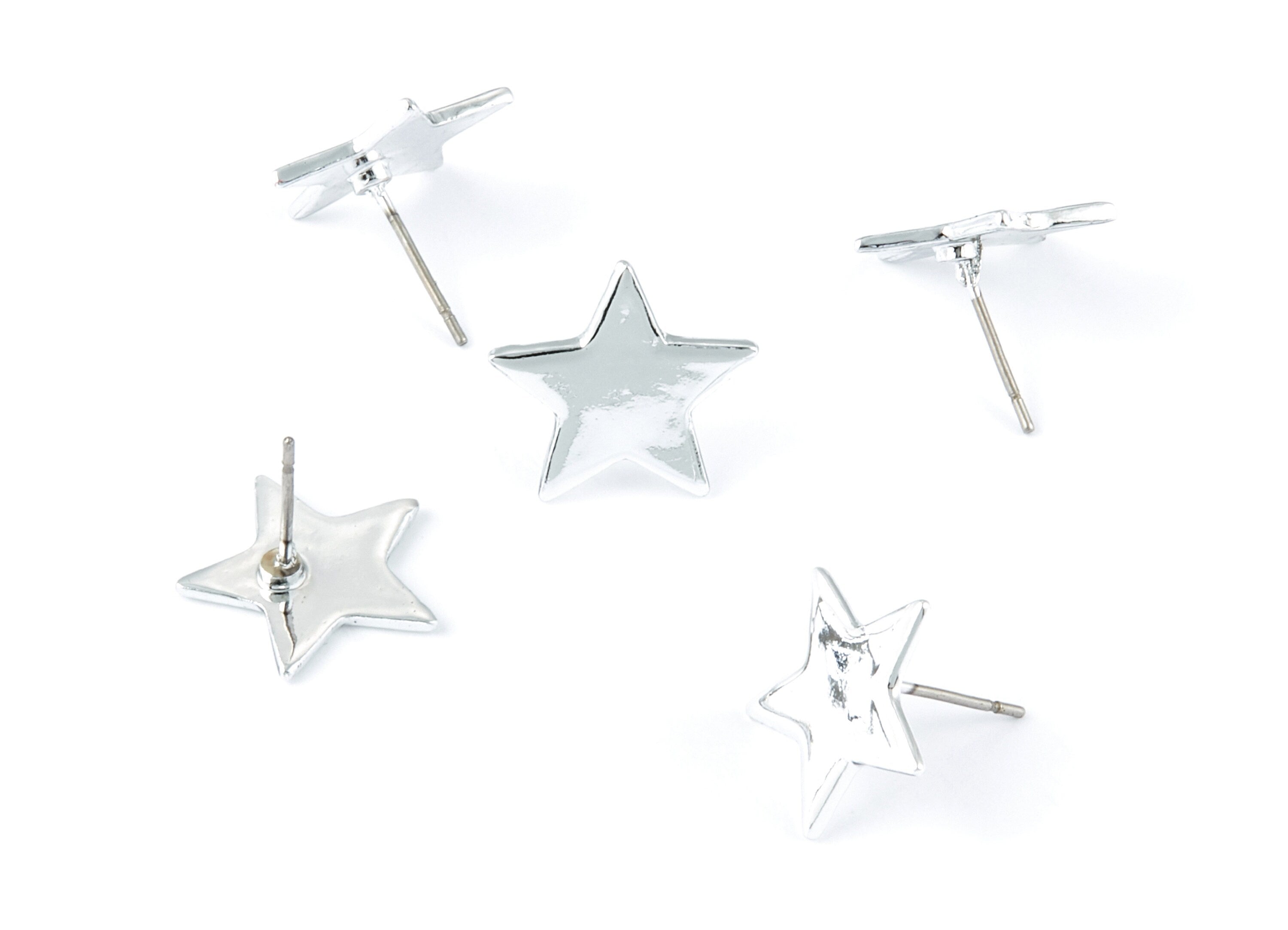 Star Earring Stud - Zinc Alloy Stud - Silver Tone plated - Stainless Steel Stud - Ear Studs - 13,66x14,66x1,35mm - ZZ1190S - DOMEDBAZAAR