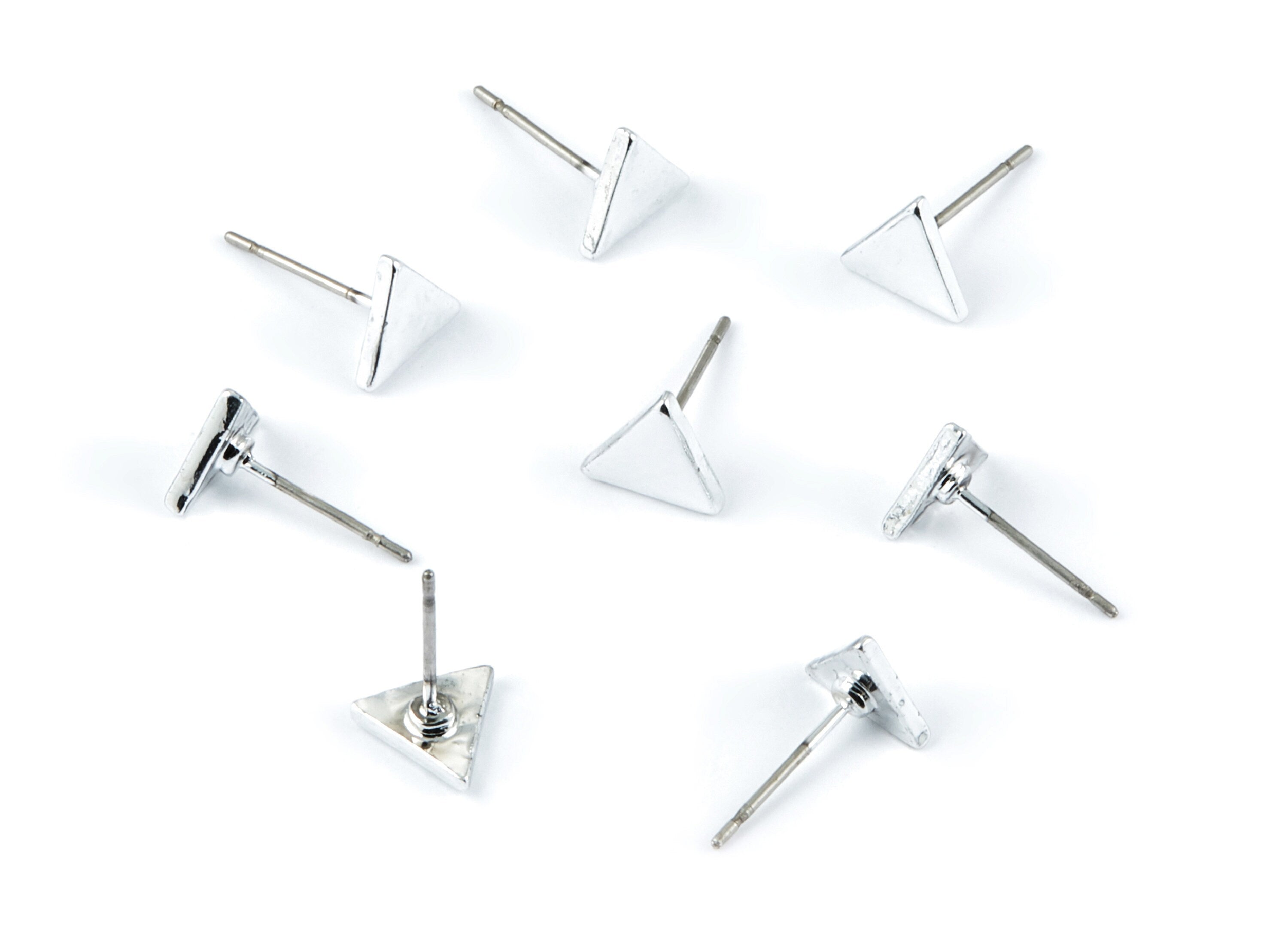 Triangle Earring Stud - Zinc Alloy Stud - Silver Tone plated - Stainless Steel Stud - Ear Studs - 13,7x7,05x1,55mm - ZZ1193S - DOMEDBAZAAR