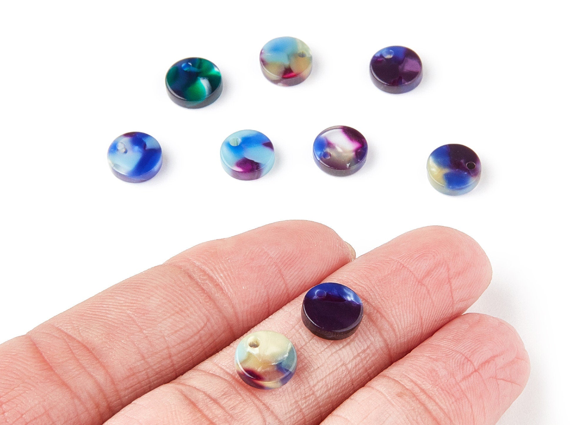 Acrylic Round Earring Charms - Circle  Pendant - Earring Findings - Jewelry Supplies - Color Code: A23 - 8.82x8.82x2.7mm - AC1116G - DOMEDBAZAAR