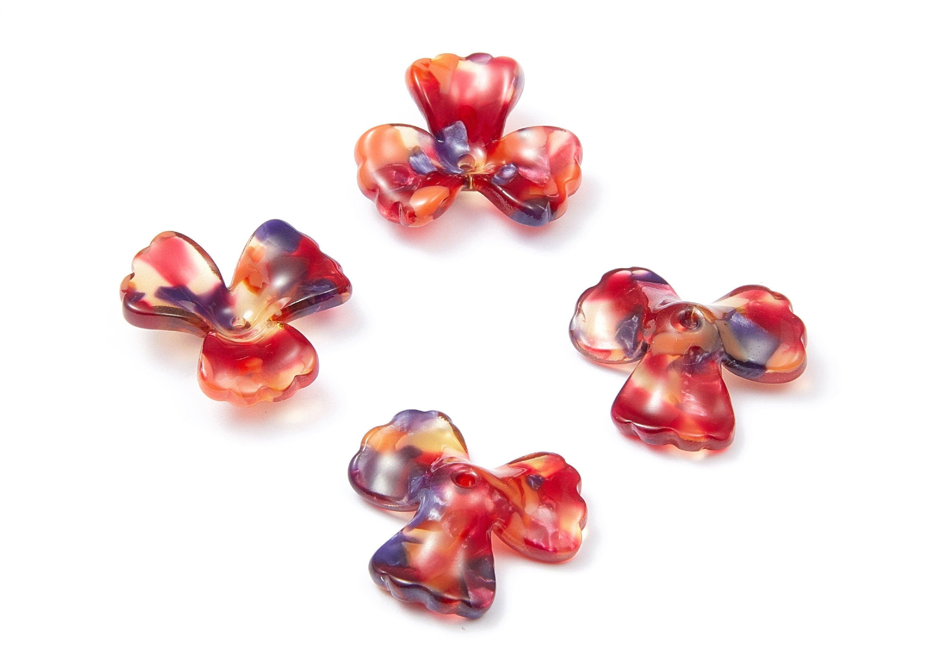 Acetate Flower Earring Charms - Flower Shaped Pendant - Earring Findings - Jewelry Supplies - Color Code: A44 - 22,6x22,35x7,21mm - AC1324D - DOMEDBAZAAR