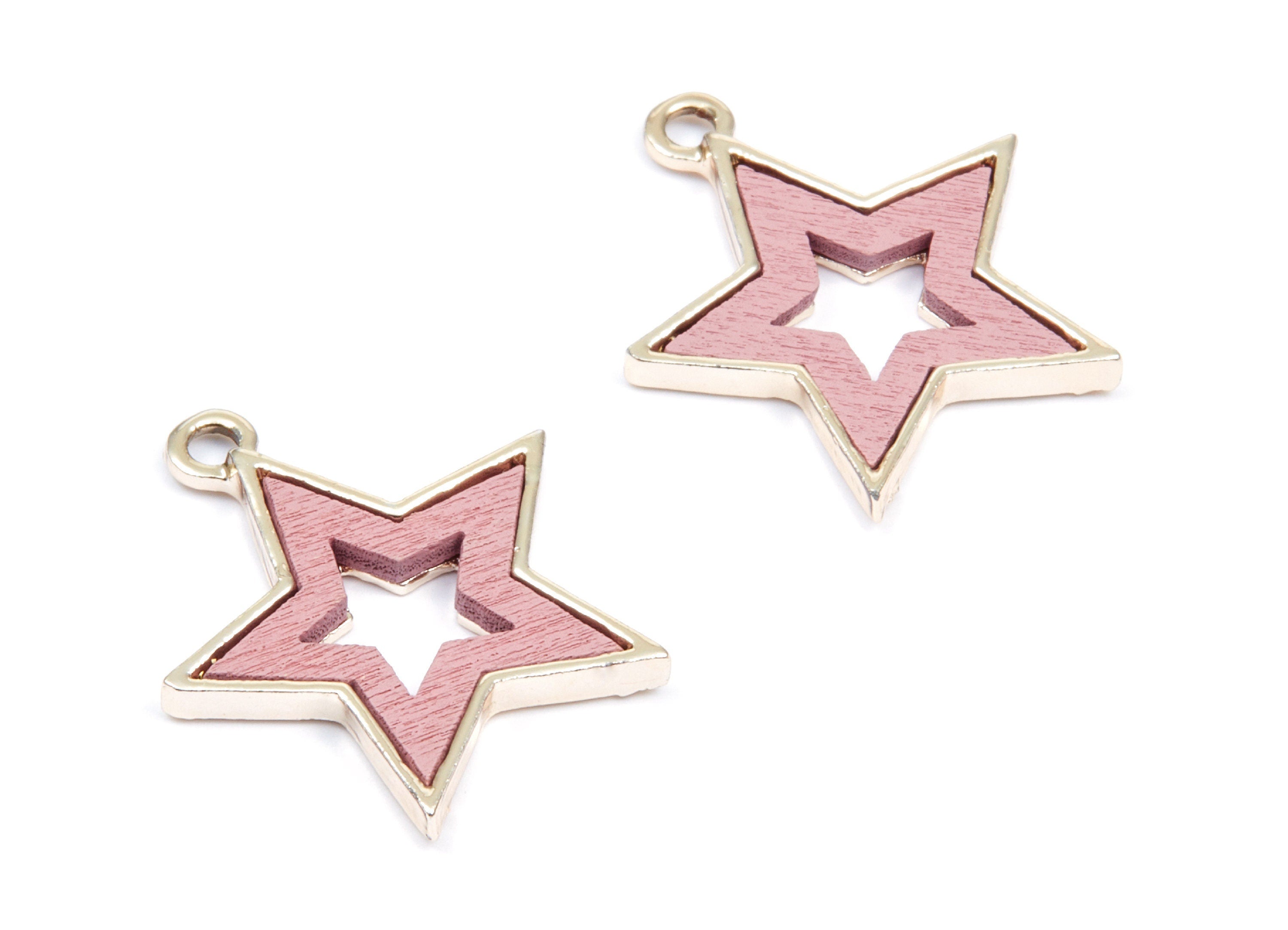 Star Shaped Charms - Zinc Alloy Earring Findings - Gold Tone Connector - Alloy Pendant for Necklace - 28x24,3x3,2mm - ZZ1229C - DOMEDBAZAAR