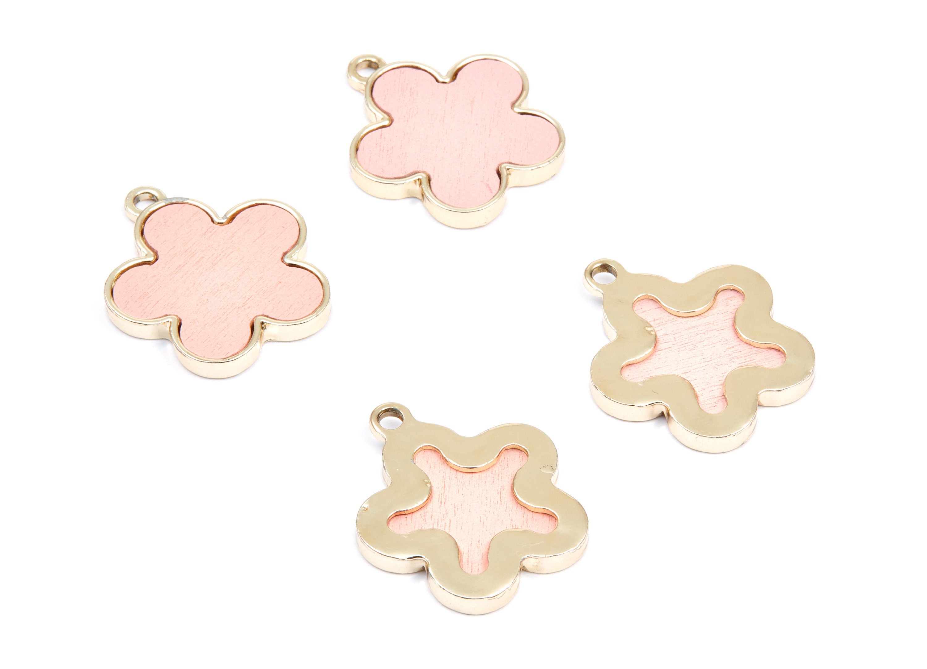 Flower Shaped Charms- Zinc Alloy Earring Findings - Gold Tone Connector - Alloy Pendant for Necklace - 26,95x23,6x2,7mm - ZZ1242A - DOMEDBAZAAR