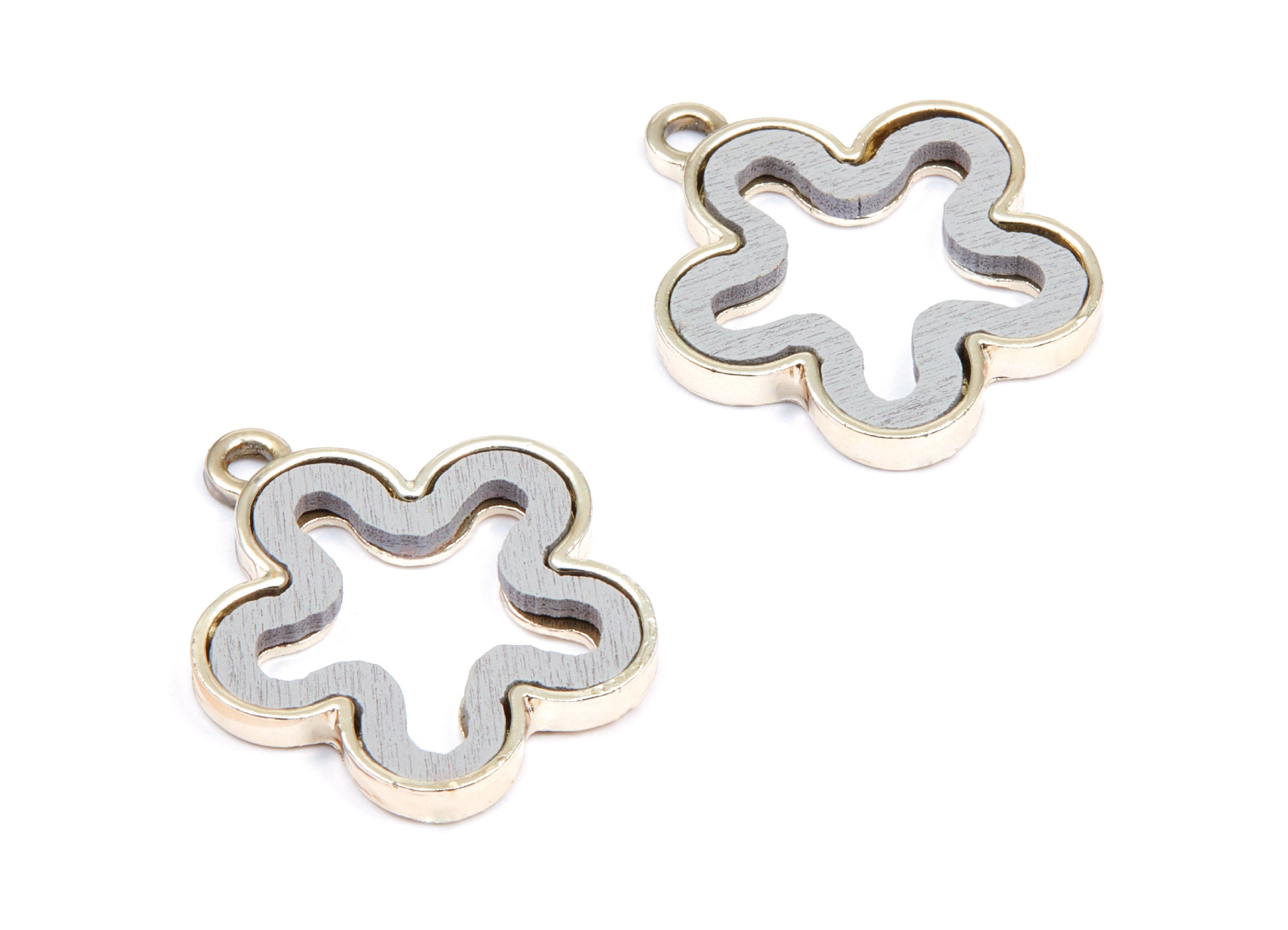 Flower Shaped Charms- Zinc Alloy Earring Findings - Gold Tone Connector - Alloy Pendant for Necklace - 26,43x23,25x2,78mm - ZZ1245 - DOMEDBAZAAR