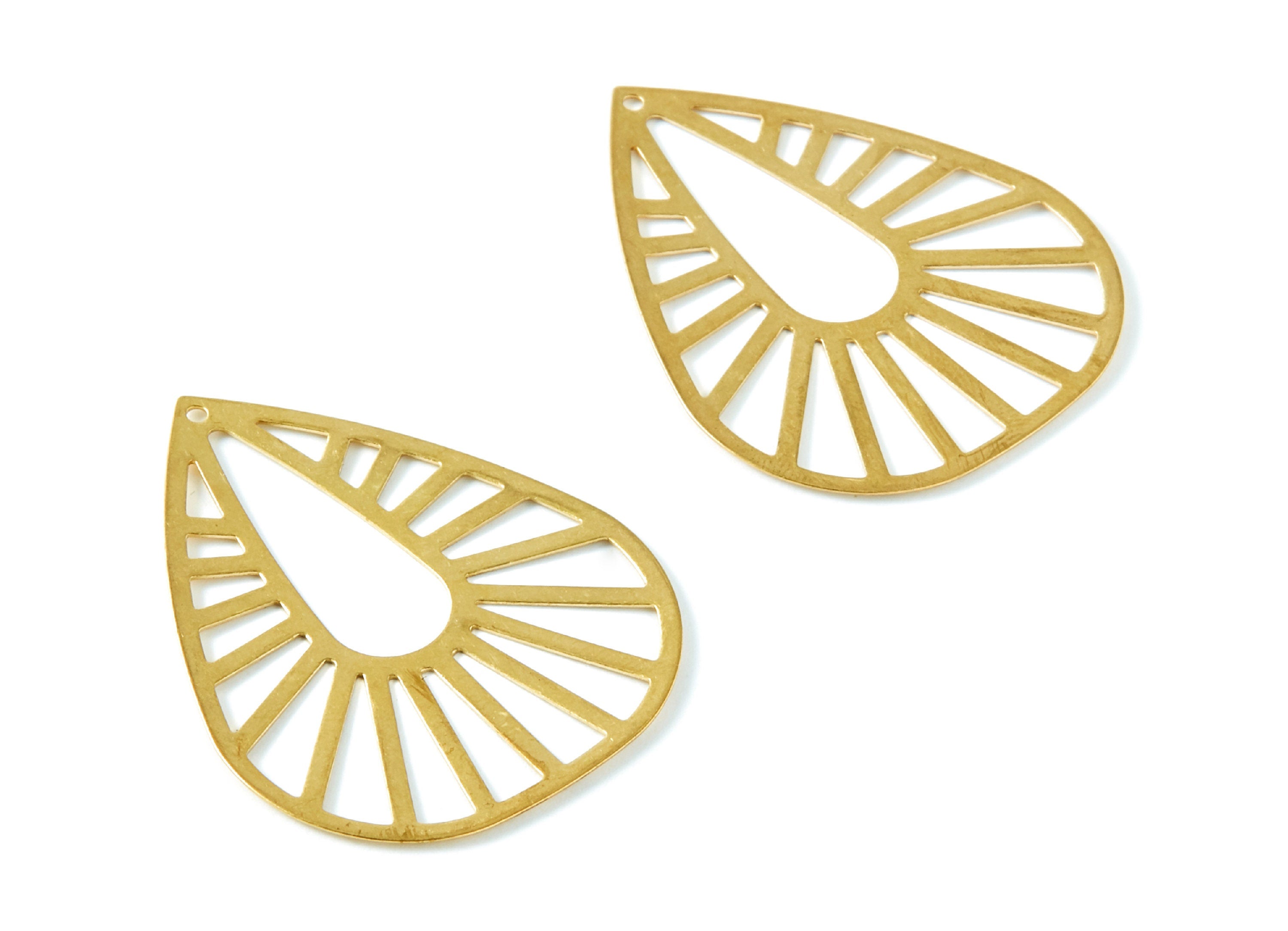 Brass Drop Charms - Drop Shaped Raw Brass Pendant - Jewelry Supplies - 42x33,3x0,43mm - PP1413 - DOMEDBAZAAR