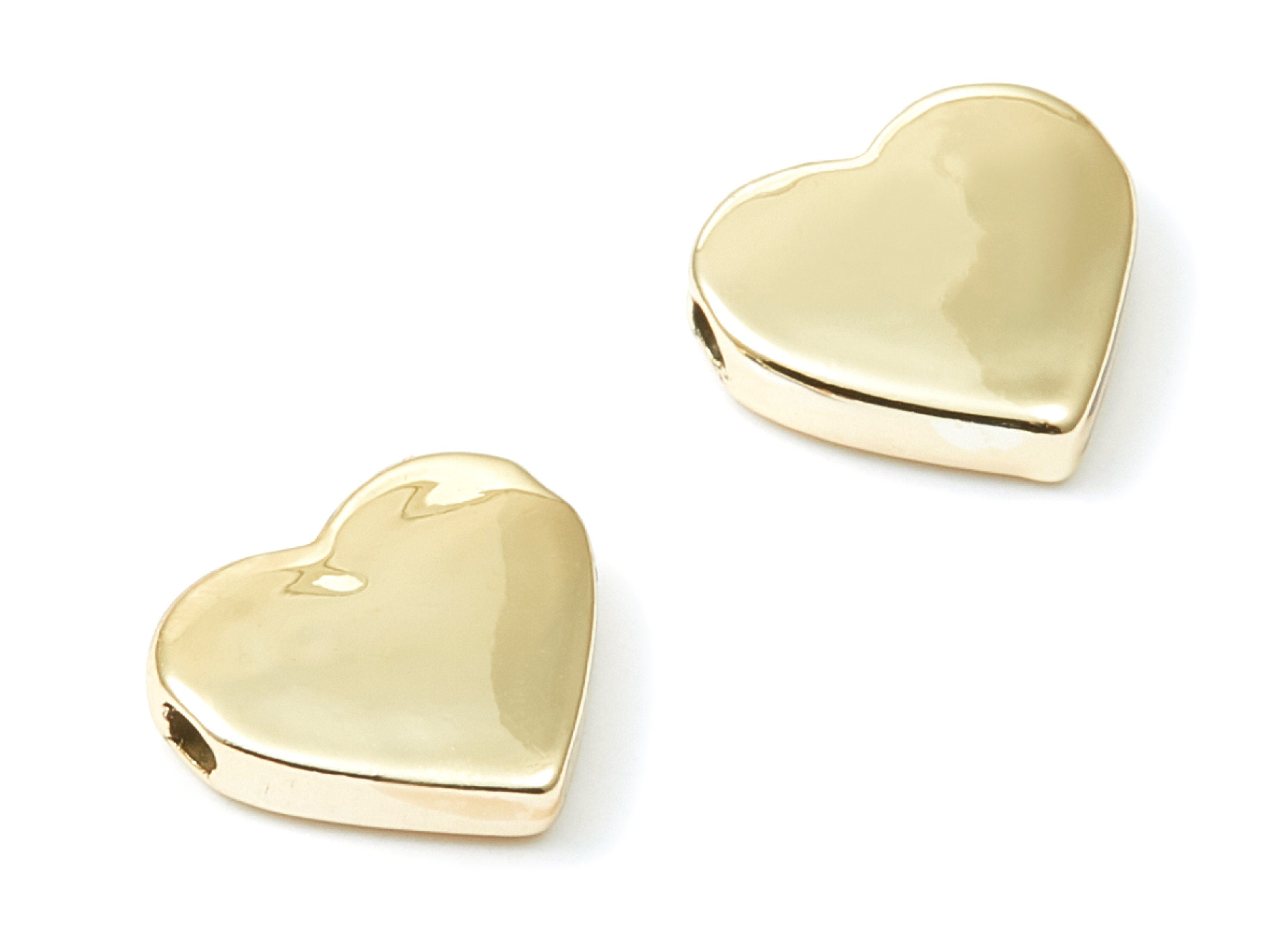 Heart Shaped Charms - Zinc Alloy Earring Finding - Gold Tone - Alloy Pendant for Necklace - 14,4x13,23x3,43mm - ZZ1196G - DOMEDBAZAAR