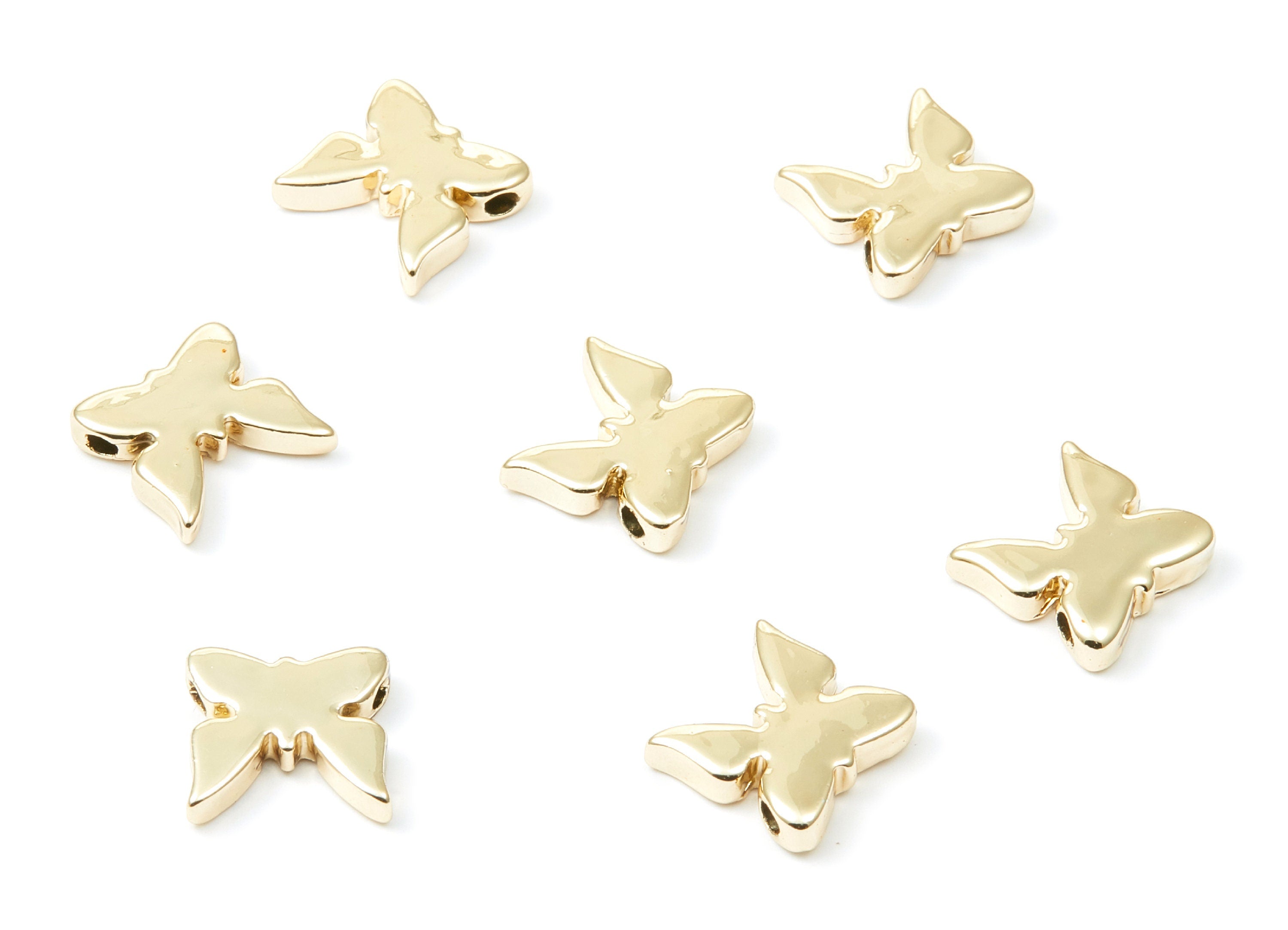 Butterfly Shaped Charms - Zinc Alloy Earring Finding - Gold Tone - Alloy Pendant for Necklace - 13,63x13,4x3,4mm - ZZ1197G - DOMEDBAZAAR