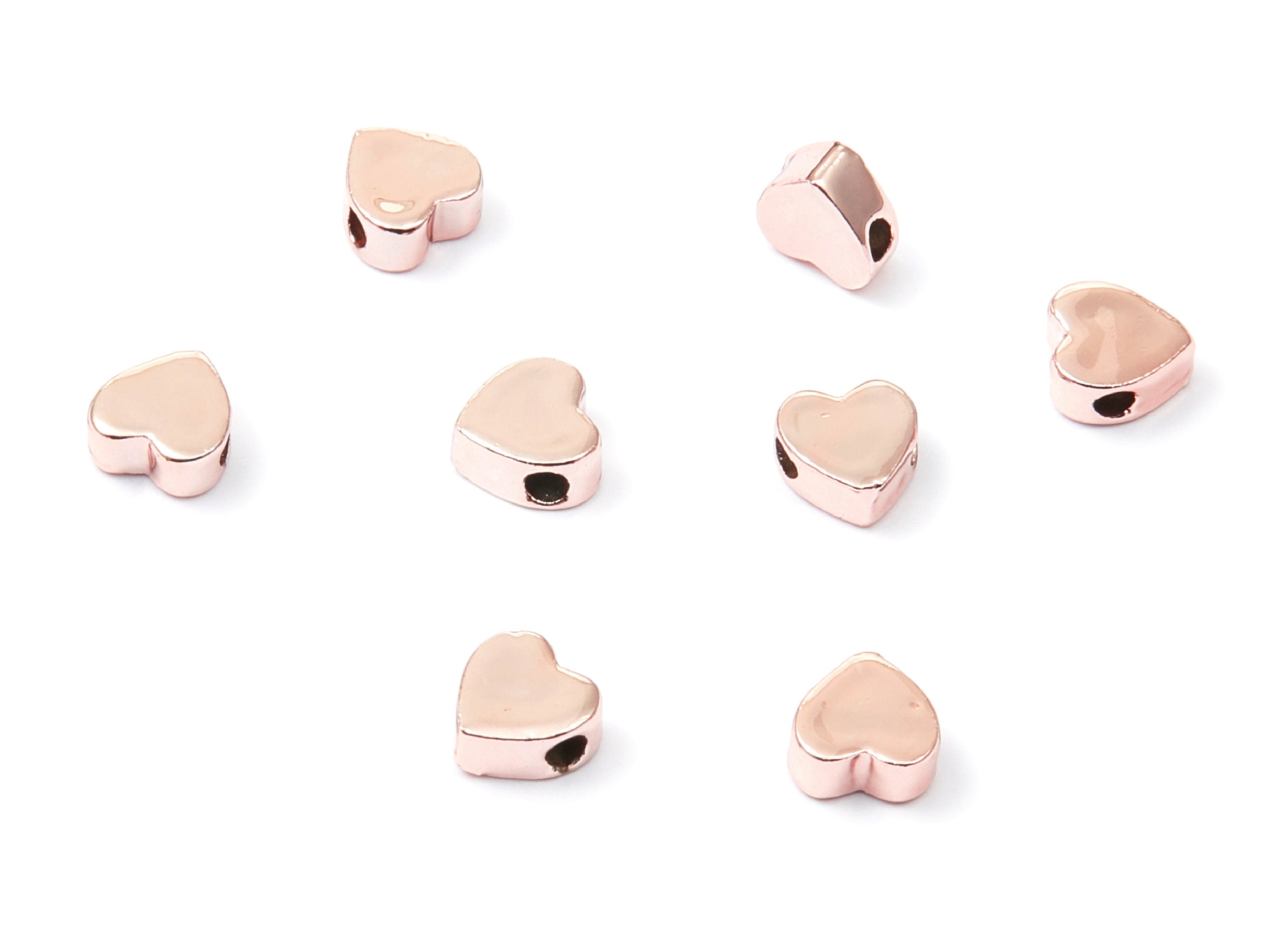 Heart Shaped Charms - Zinc Alloy Earring Finding - Rose Tone - Alloy Pendant for Necklace - 7,1x3,3mm - ZZ1186R - DOMEDBAZAAR
