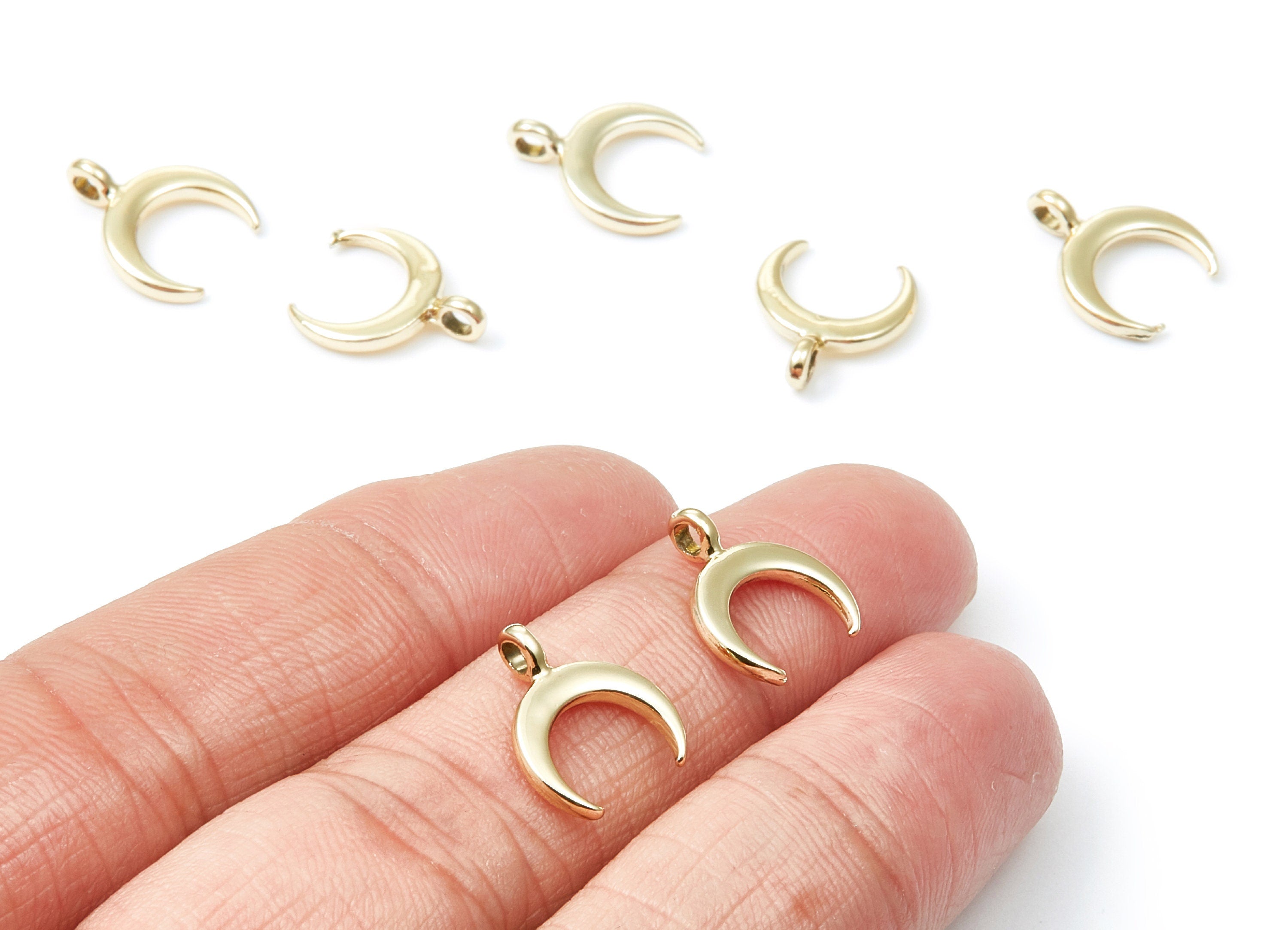 Moon Shaped Charms - Zinc Alloy Earring Finding - Gold Tone - Alloy Pendant for Necklace - 14x11,65x1,77mm - ZZ1187G - DOMEDBAZAAR