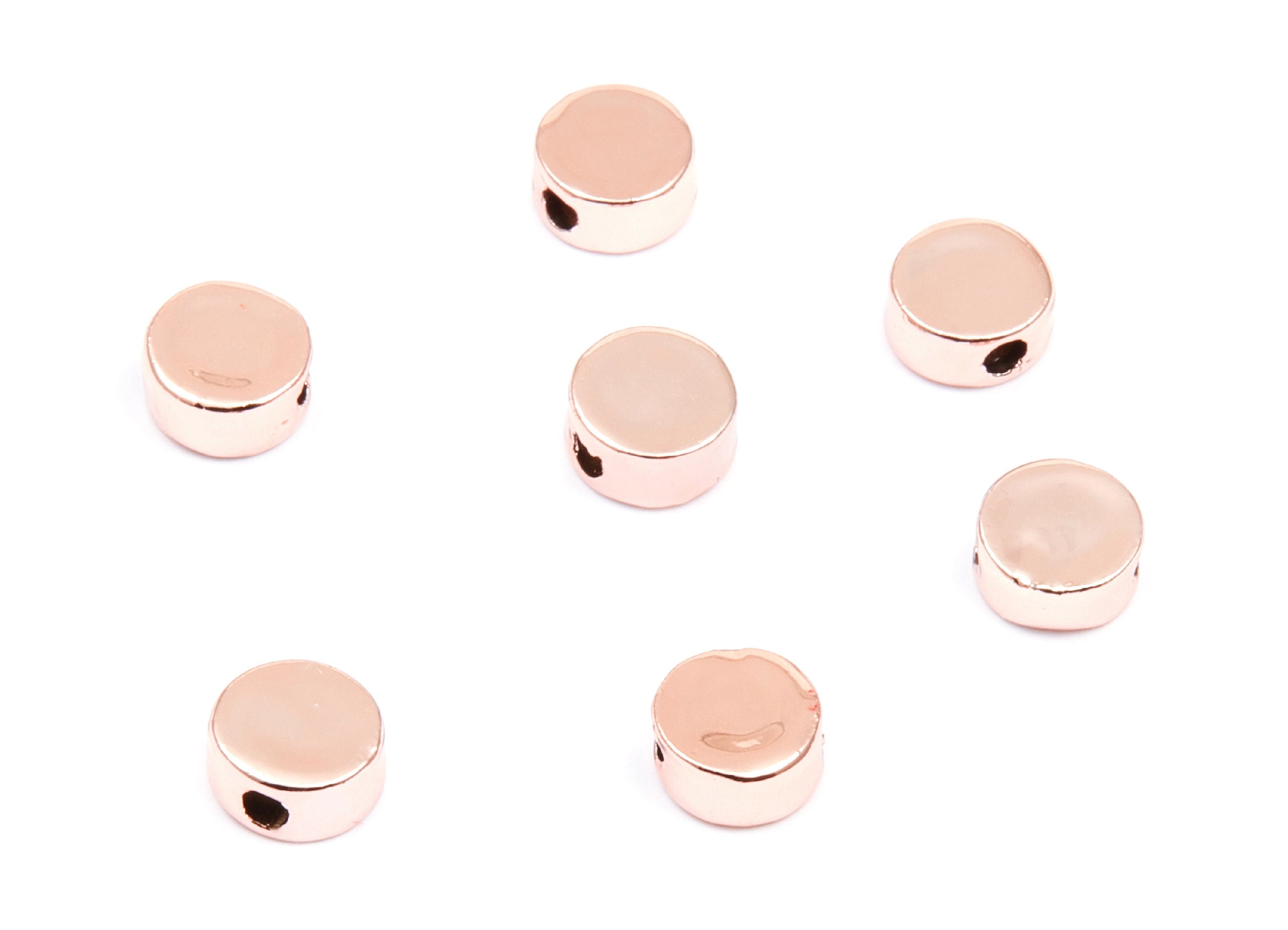 Round Shaped Charms - Zinc Alloy Earring Finding - Rose Tone - Alloy Pendant for Necklace - 7,09mm x 3,42mm - ZZ1184R - DOMEDBAZAAR