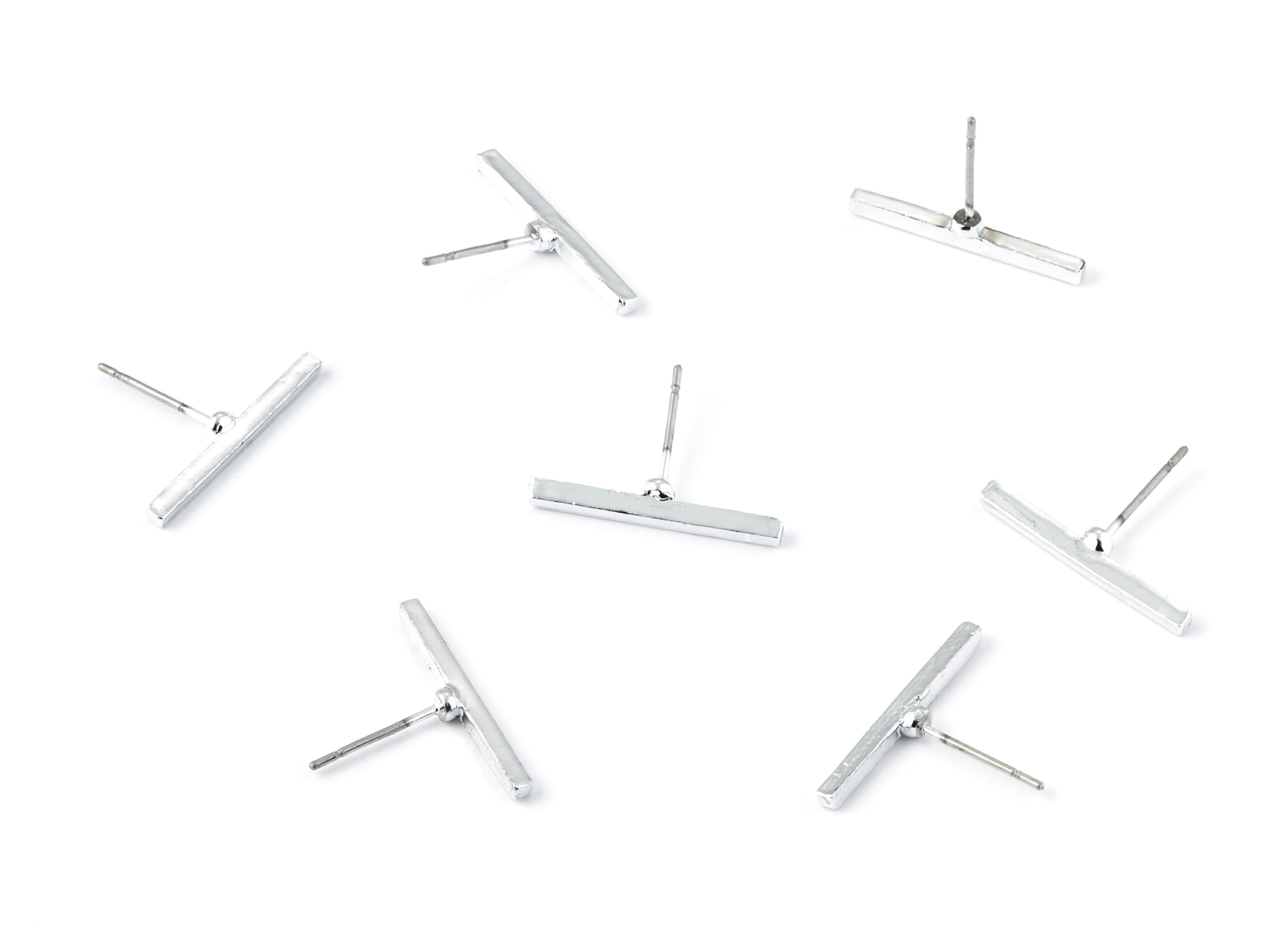 Rectangle Bar Stud - Zinc Alloy Bar Stud - Silver plated - Stainless Steel Stud - Ear Studs - 14,33x19,88x1,73mm - ZZ1188S - DOMEDBAZAAR