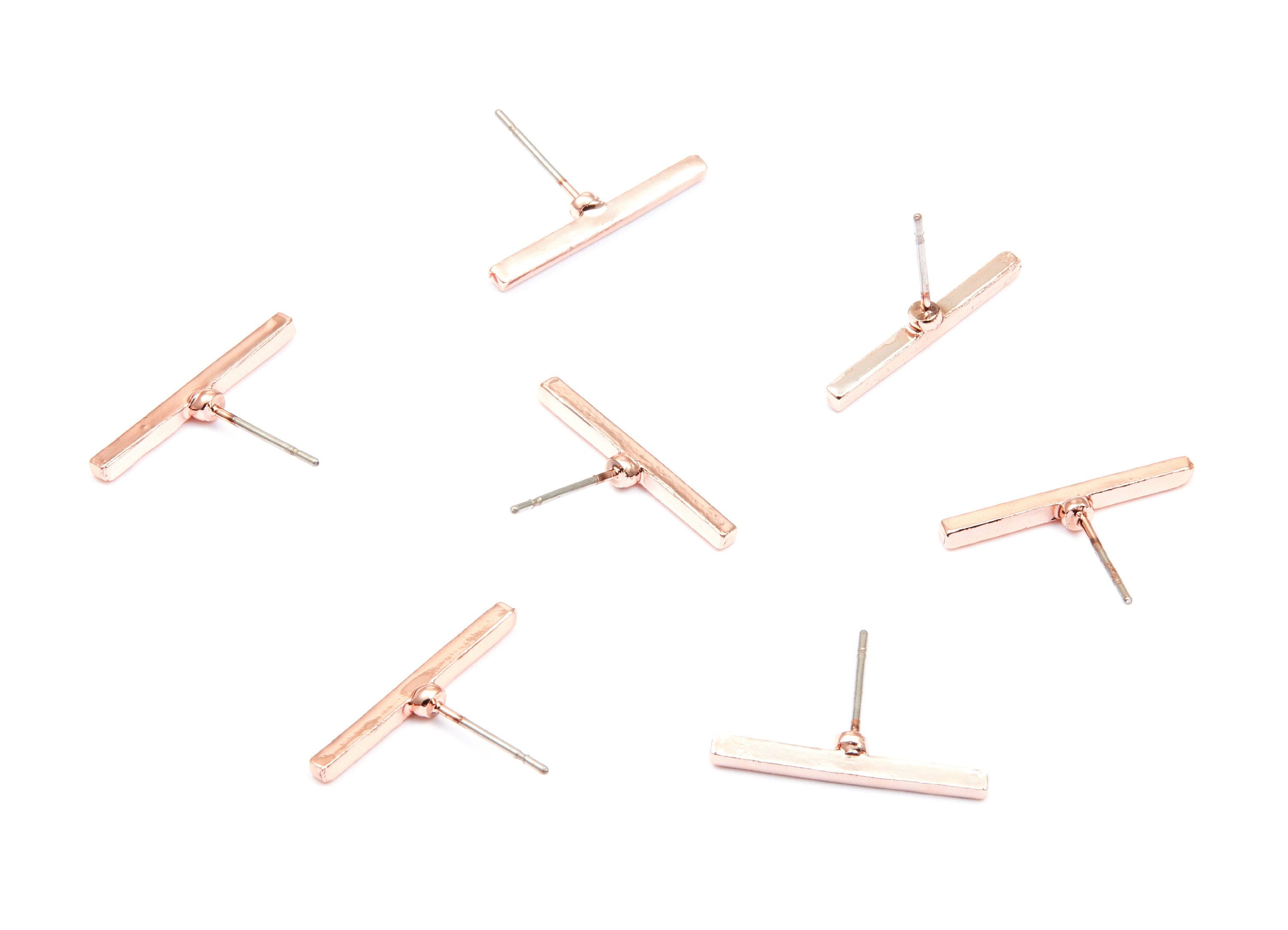 Rectangle Bar Stud - Zinc Alloy Bar Stud - Rose Tone plated - Stainless Steel Stud - Ear Studs - 14,33x19,88x1,73mm - ZZ1188R - DOMEDBAZAAR
