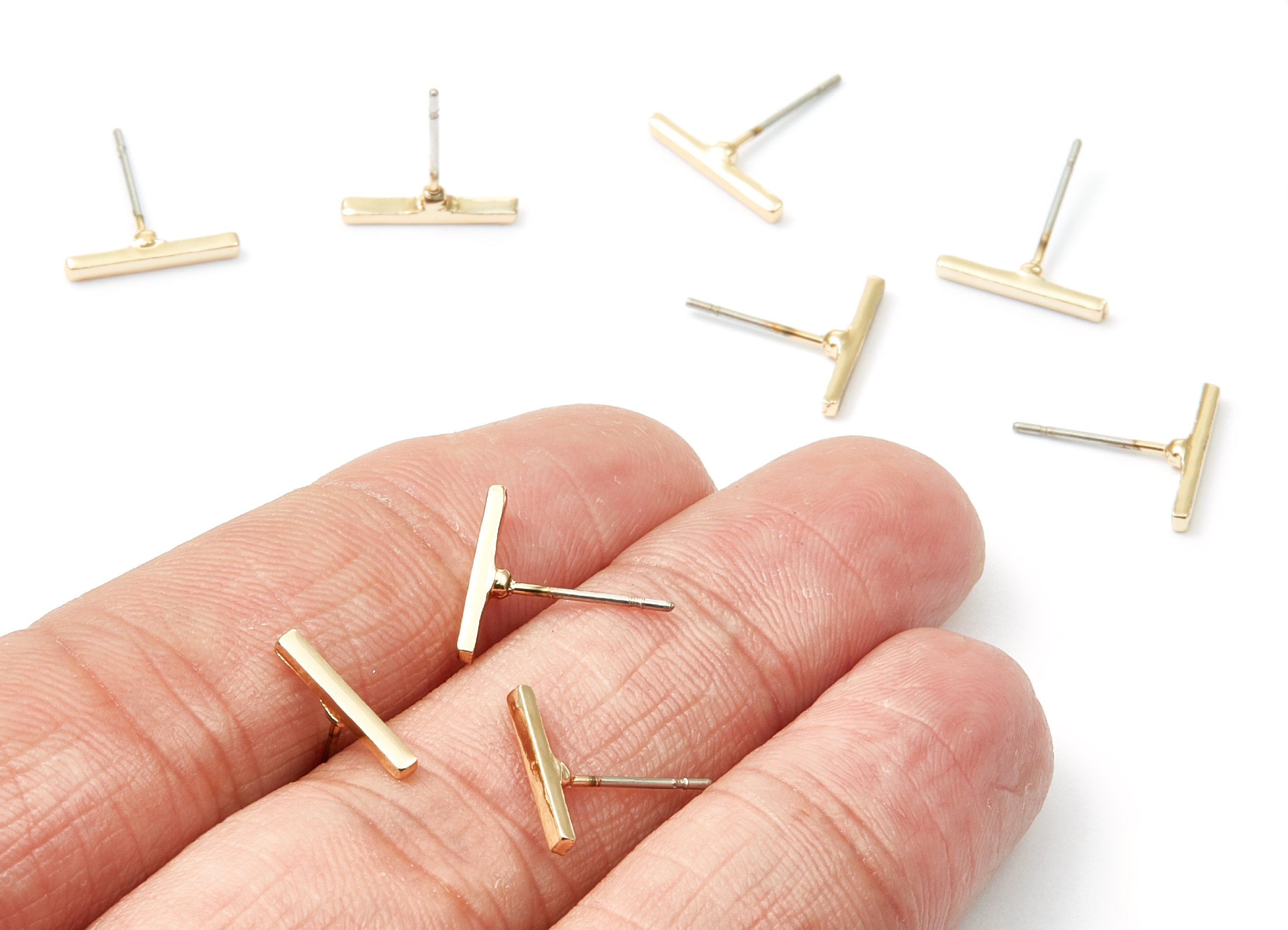 Rectangle Bar Stud - Zinc Alloy Bar Stud - Gold Tone plated - Stainless Steel Stud - Ear Studs - 12,26x12,8x1,9mm - ZZ1189G - DOMEDBAZAAR