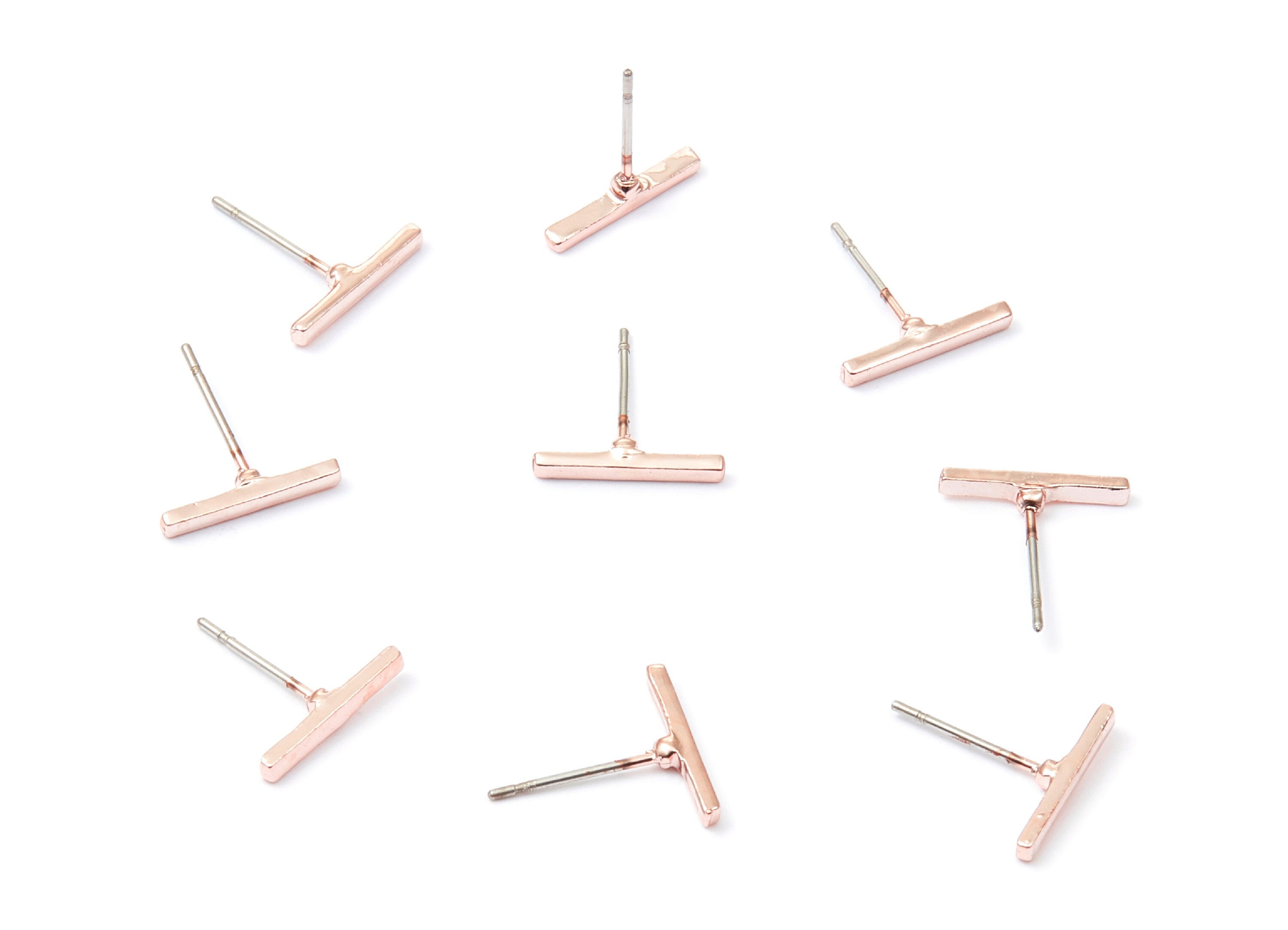 Rectangle Bar Stud - Zinc Alloy Bar Stud - Rose Tone plated - Stainless Steel Stud - Ear Studs - 12,26x12,8x1,9mm - ZZ1189R - DOMEDBAZAAR