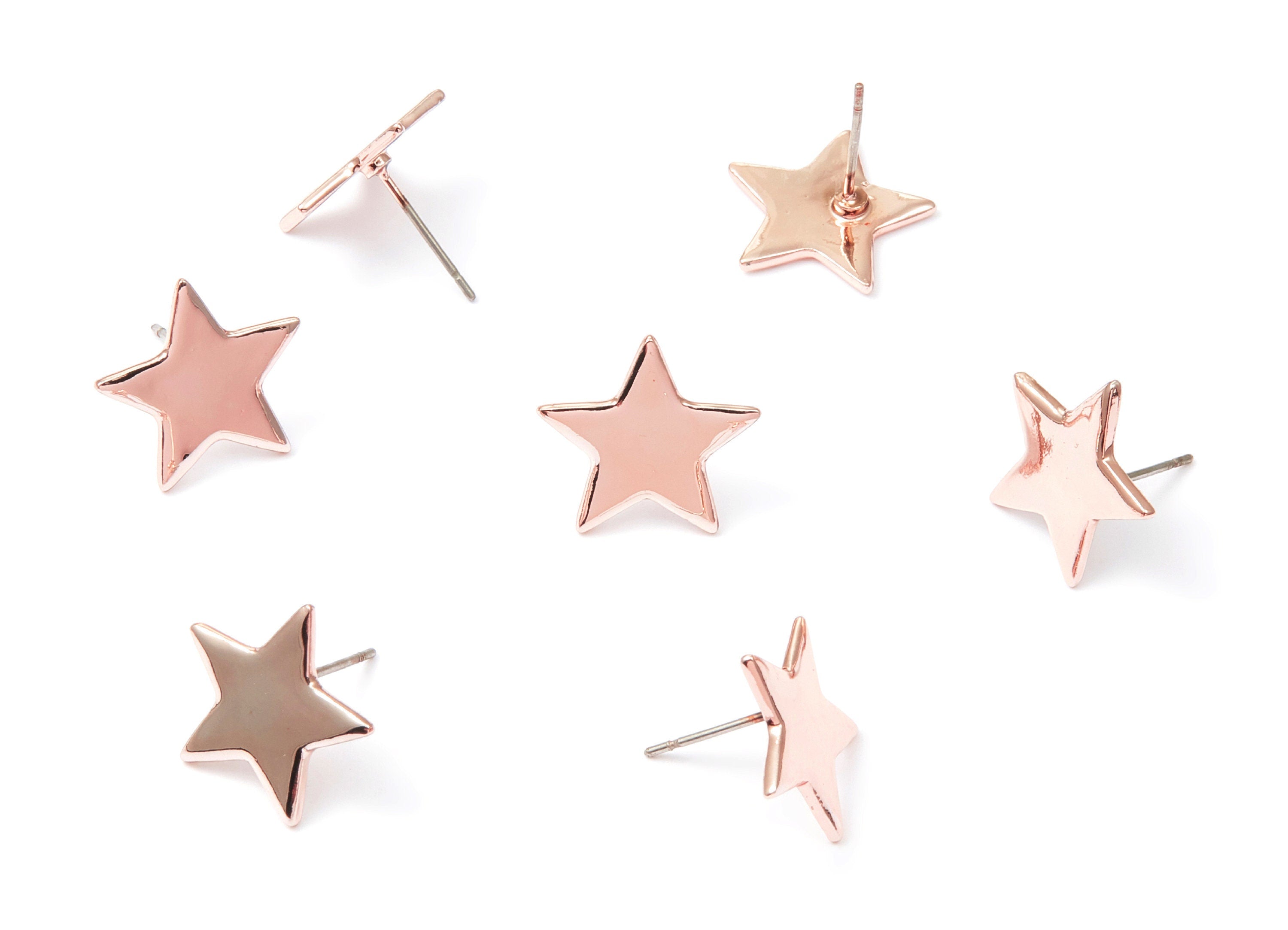 Star Earring Stud - Zinc Alloy Stud - Rose Tone plated - Stainless Steel Stud - Ear Studs - 13,66x14,66x1,35mm - ZZ1190R - DOMEDBAZAAR