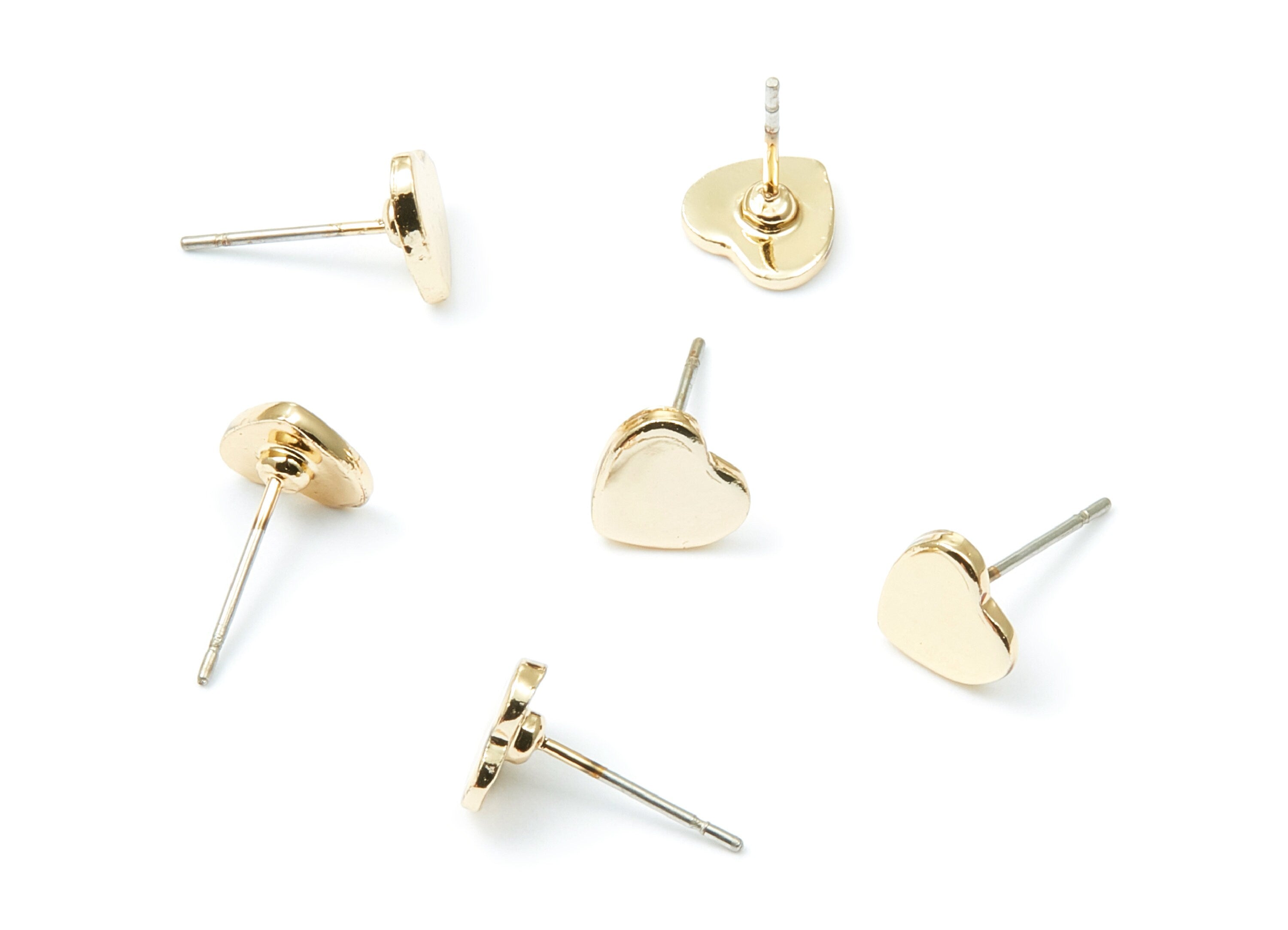 Heart Earring Stud - Zinc Alloy Stud - Gold Tone plated - Stainless Steel Stud - Ear Studs - 13,24x7,8x1,46mm - ZZ1195G - DOMEDBAZAAR