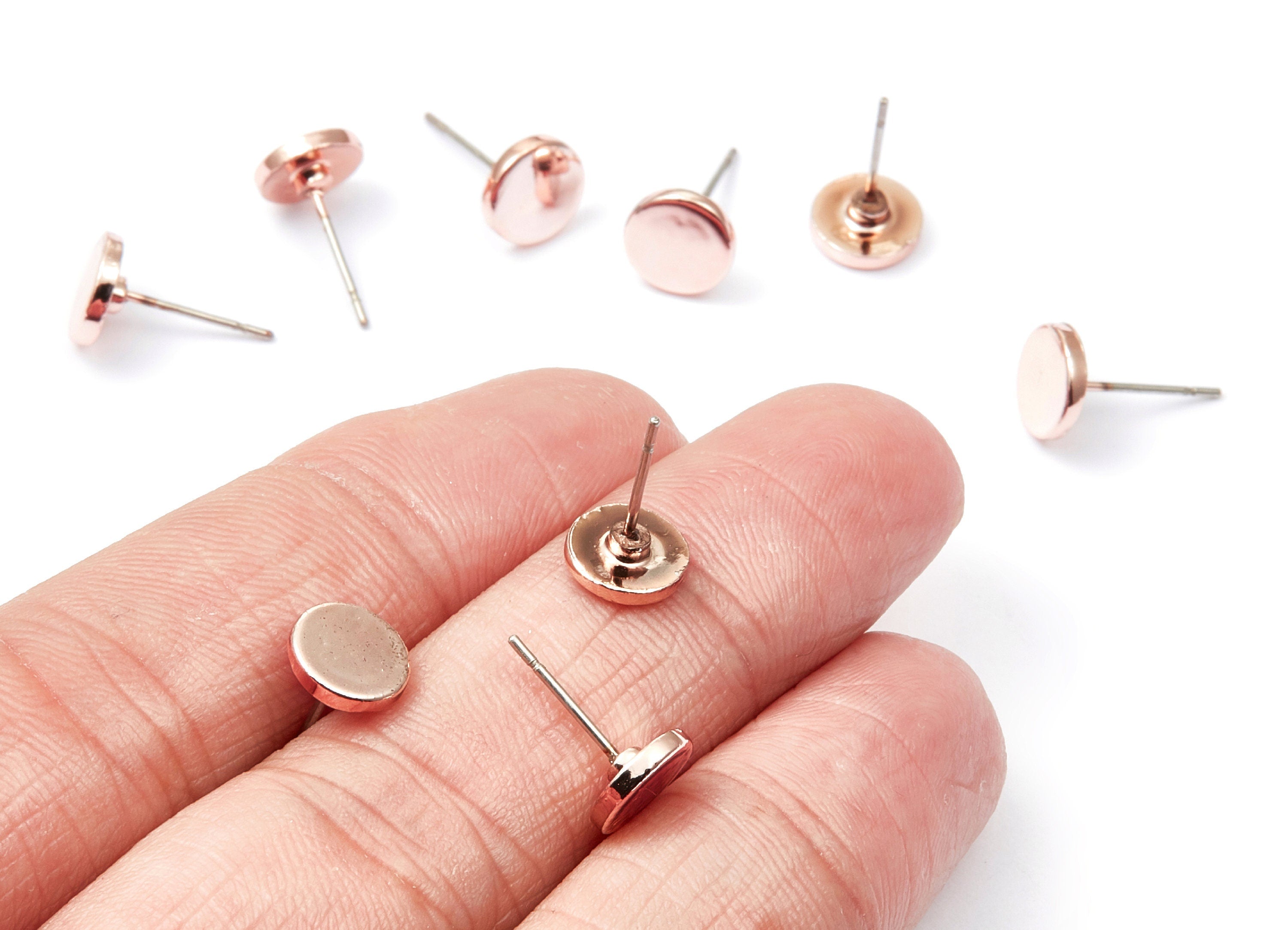 Round Stud - Zinc Alloy Bar Stud - Rose Tone plated - Stainless Steel Stud - Ear Studs - 13,94x8x1,57mm - ZZ1194R - DOMEDBAZAAR
