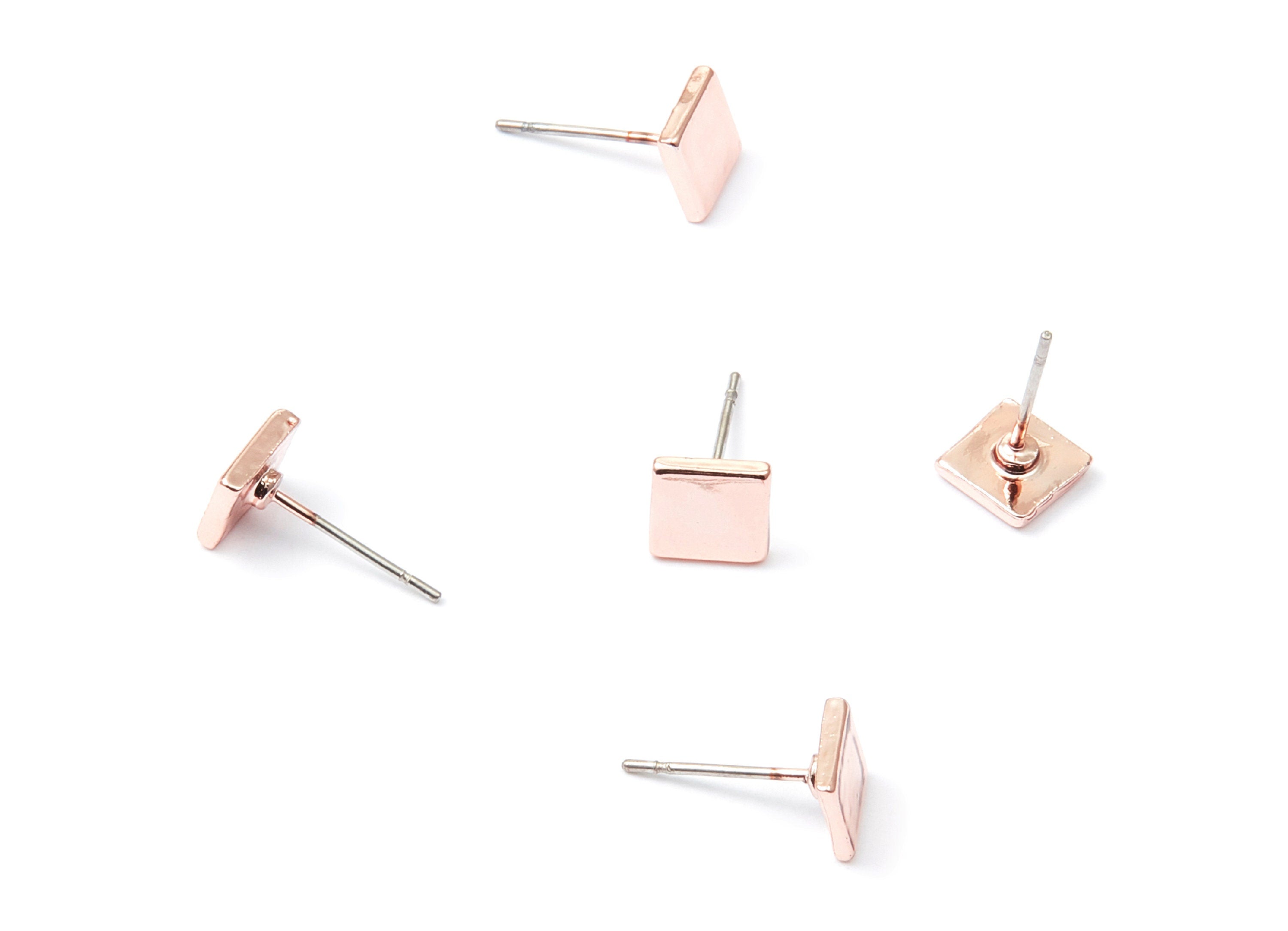 Square Earring Stud - Zinc Alloy Stud - Rose Tone plated - Stainless Steel Stud - Ear Studs - 13,22x6,45x1,4mm - ZZ1192R - DOMEDBAZAAR