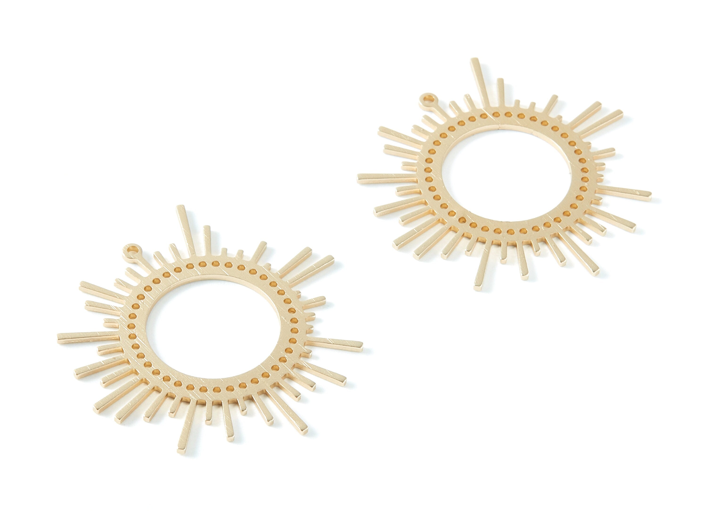 Aluminum Charms - Sun Shaped Earrings - Anodized Aluminium Charms - Gold Tone - 41.5x41.5x1.27mm - AA1133B - DOMEDBAZAAR