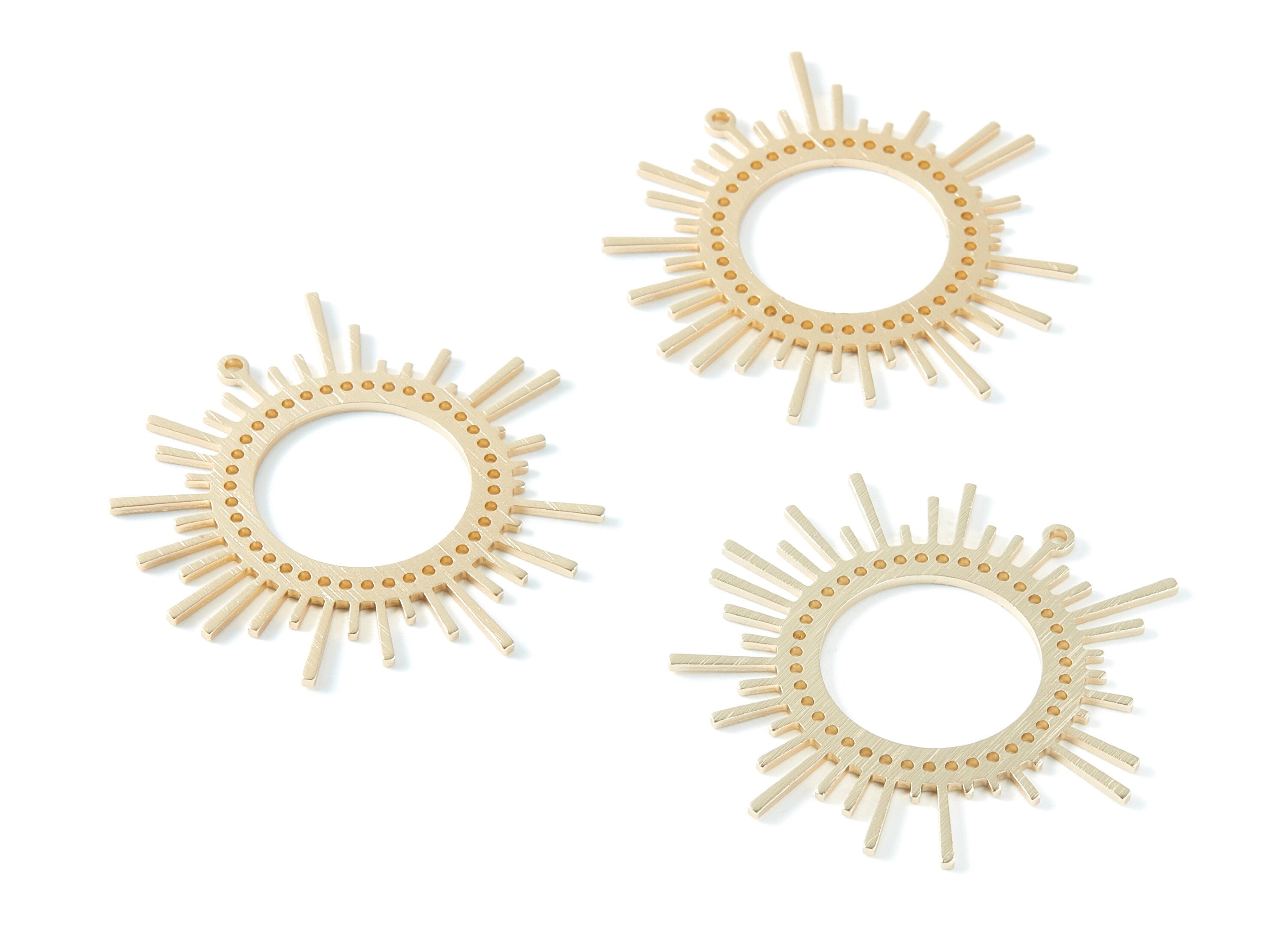 Aluminum Charms - Sun Shaped Earrings - Anodized Aluminium Charms - Gold Tone - 41.5x41.5x1.27mm - AA1133B - DOMEDBAZAAR