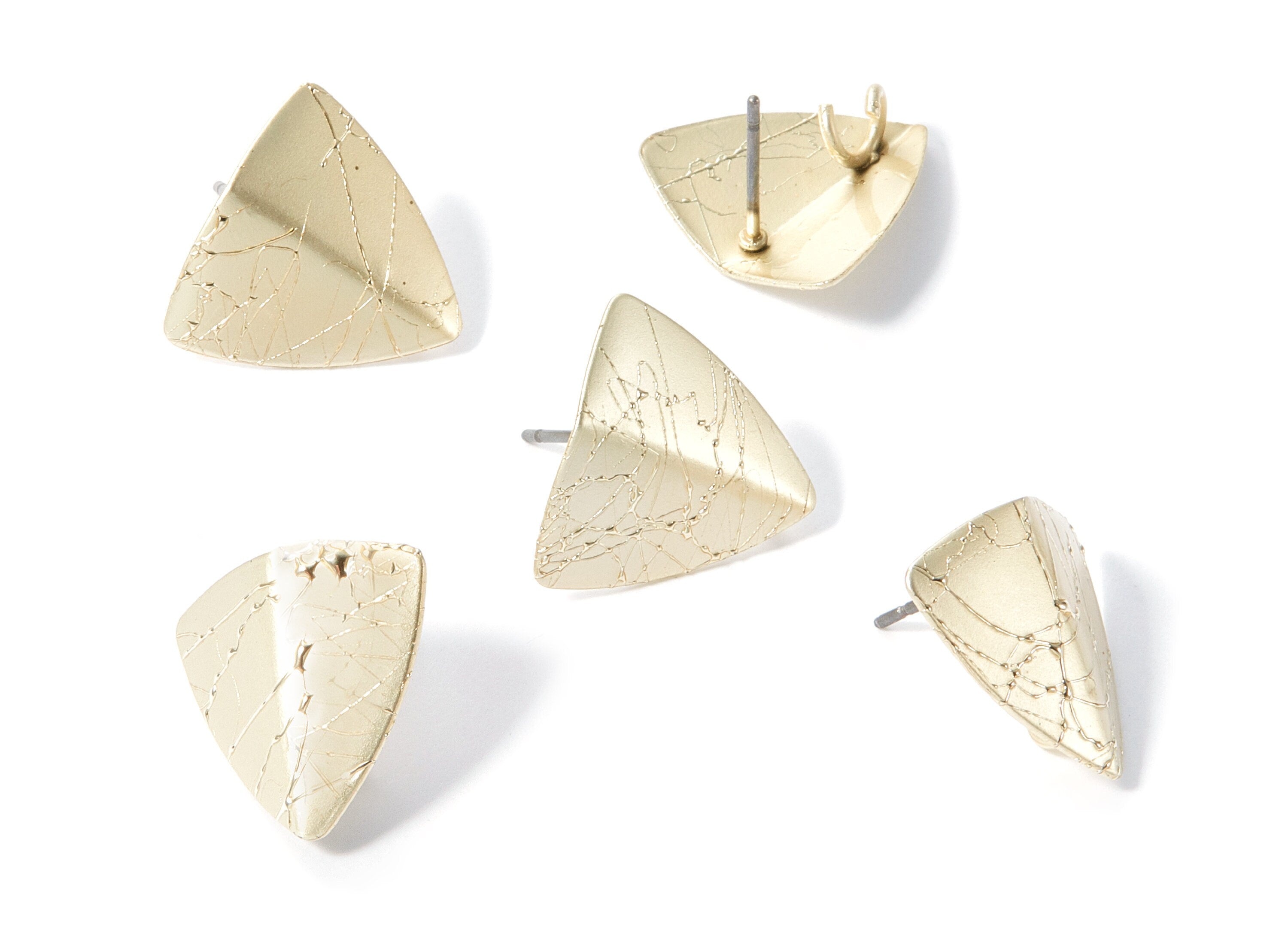 Iron Earring Stud - Gold Tone Plated - Triangle shaped Earring Post - Earring findings - Jewelry Supplies - 16,33x16,33x0,56mm - ZZ1303 - DOMEDBAZAAR
