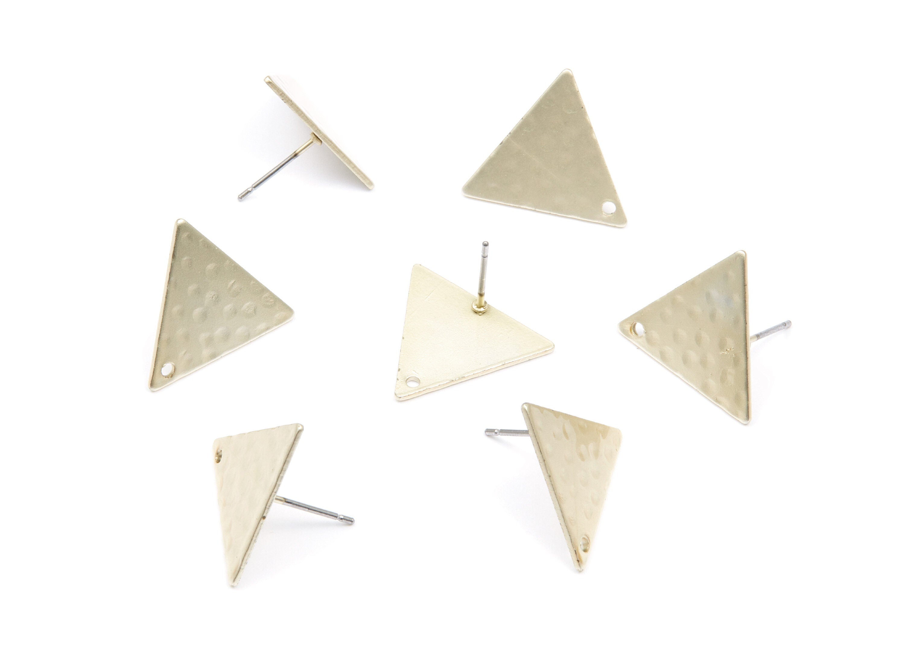 Iron Earring Stud - Gold Tone Plated - Triangle shaped Earring Post - Earring findings - Jewelry Supplies - 19,12x16,73x0,64mm - ZZ1314 - DOMEDBAZAAR