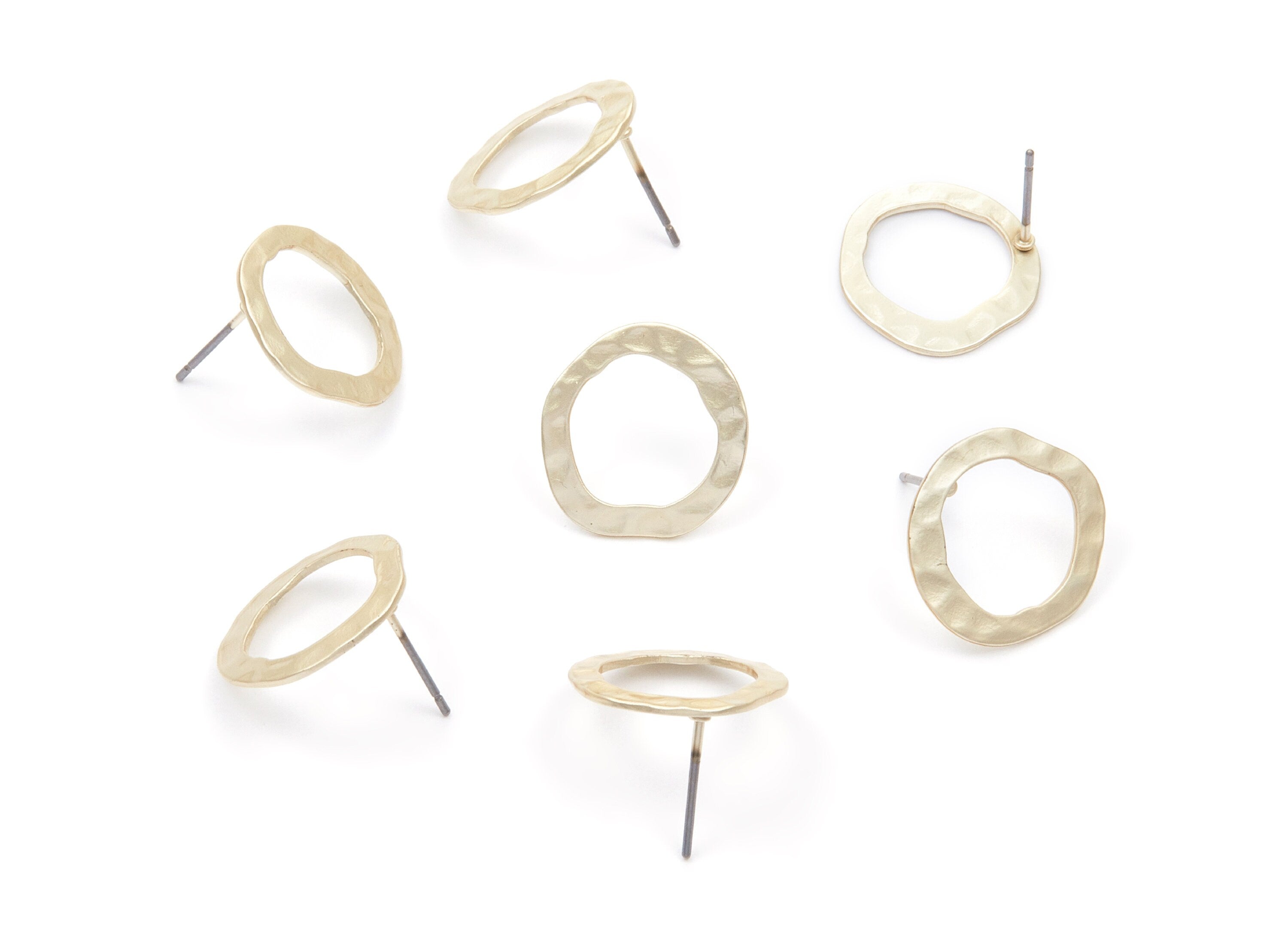 Iron Earring Stud - Gold Tone Plated - Circle shaped Earring Post - Earring findings - Jewelry Supplies - 17,4x16,5x0,84mm - ZZ1317 - DOMEDBAZAAR