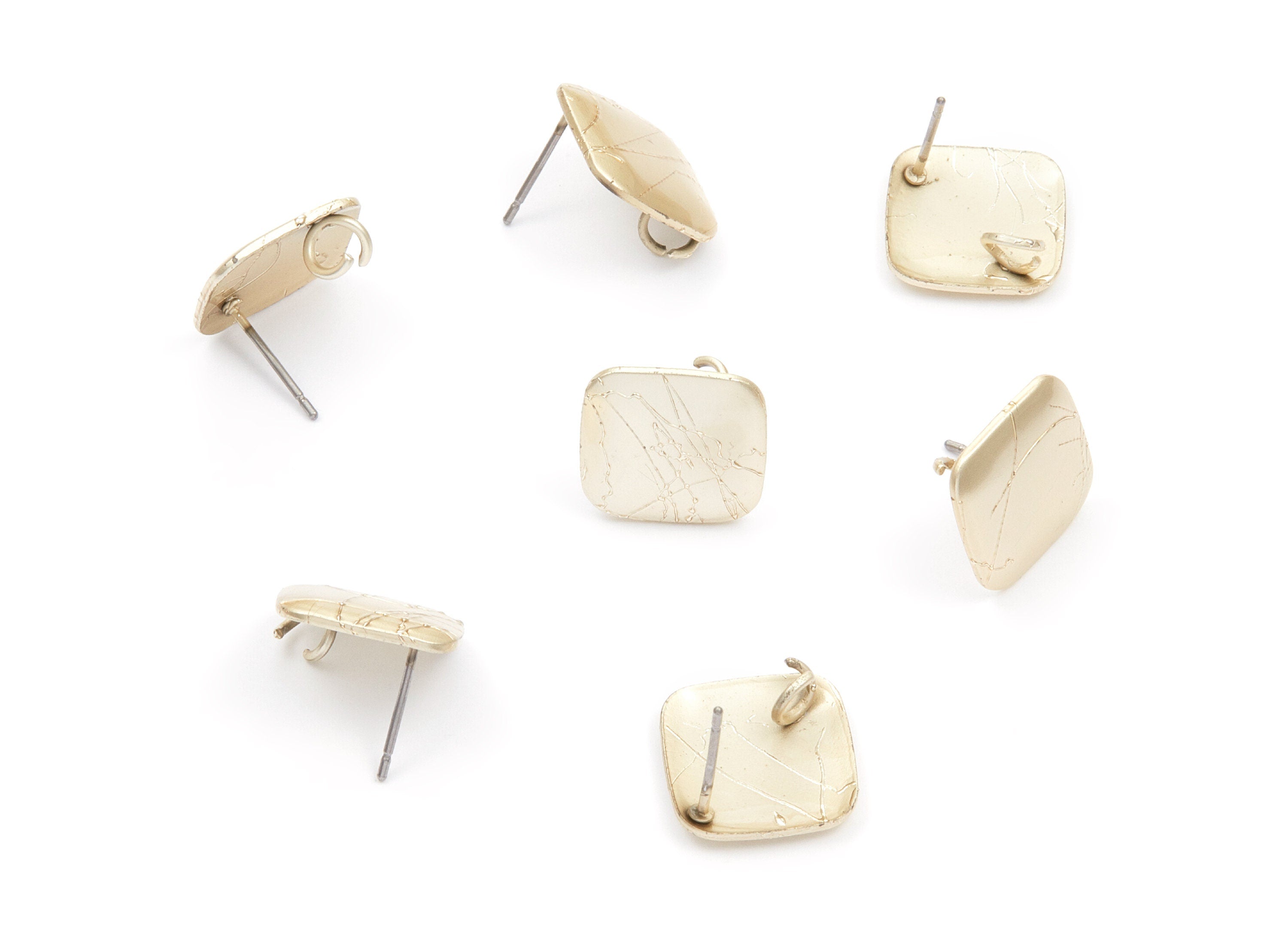 Iron Earring Stud - Gold Tone Plated - Square shaped Earring Post - Earring findings - Jewelry Supplies - 14,15x14,15x1,4mm - ZZ1304 - DOMEDBAZAAR