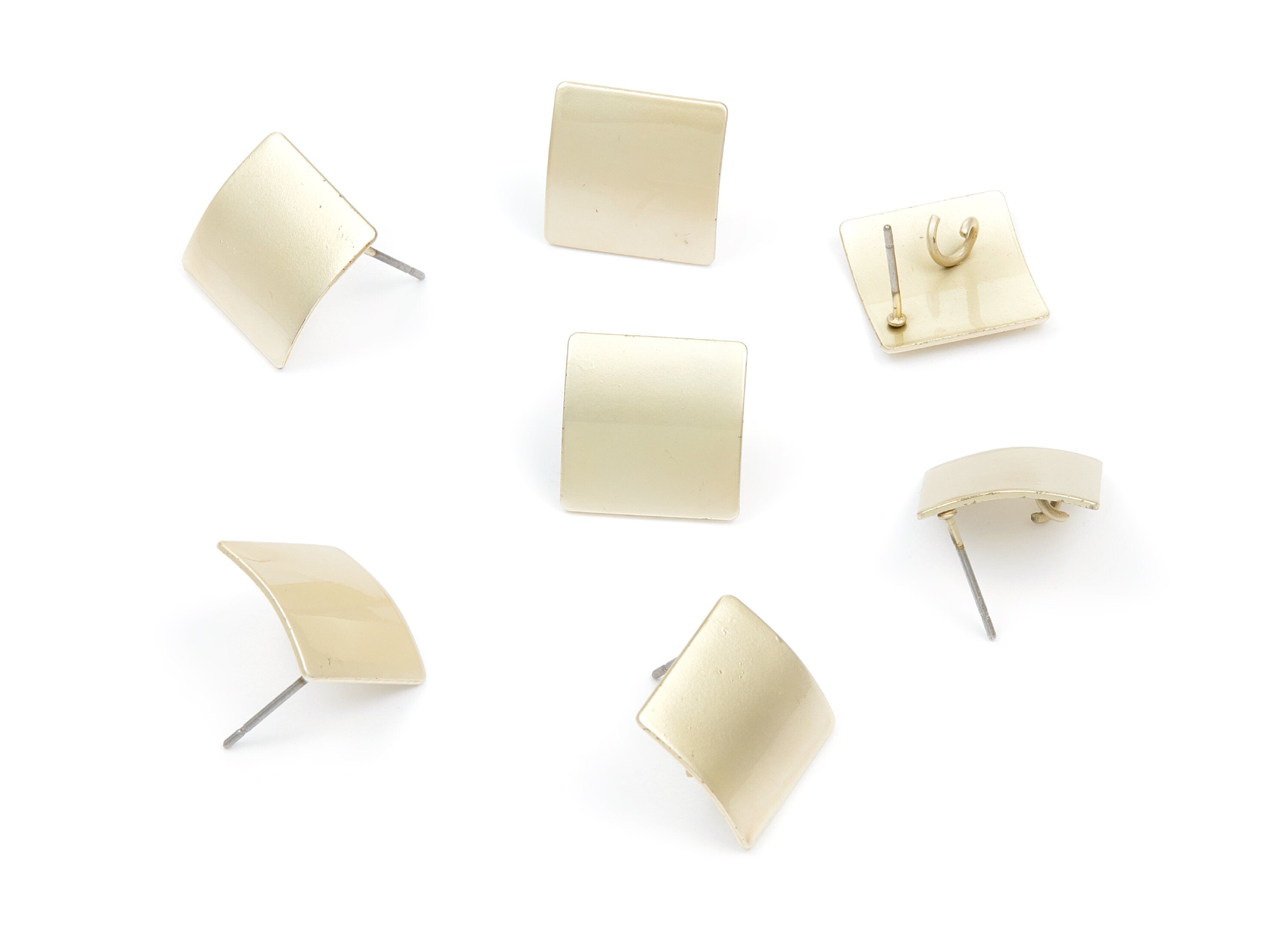 Iron Earring Stud - Gold Tone Plated - Square shaped Earring Post - Earring findings - Jewelry Supplies - 16,16x16,16x0,95mm - ZZ1308 - DOMEDBAZAAR