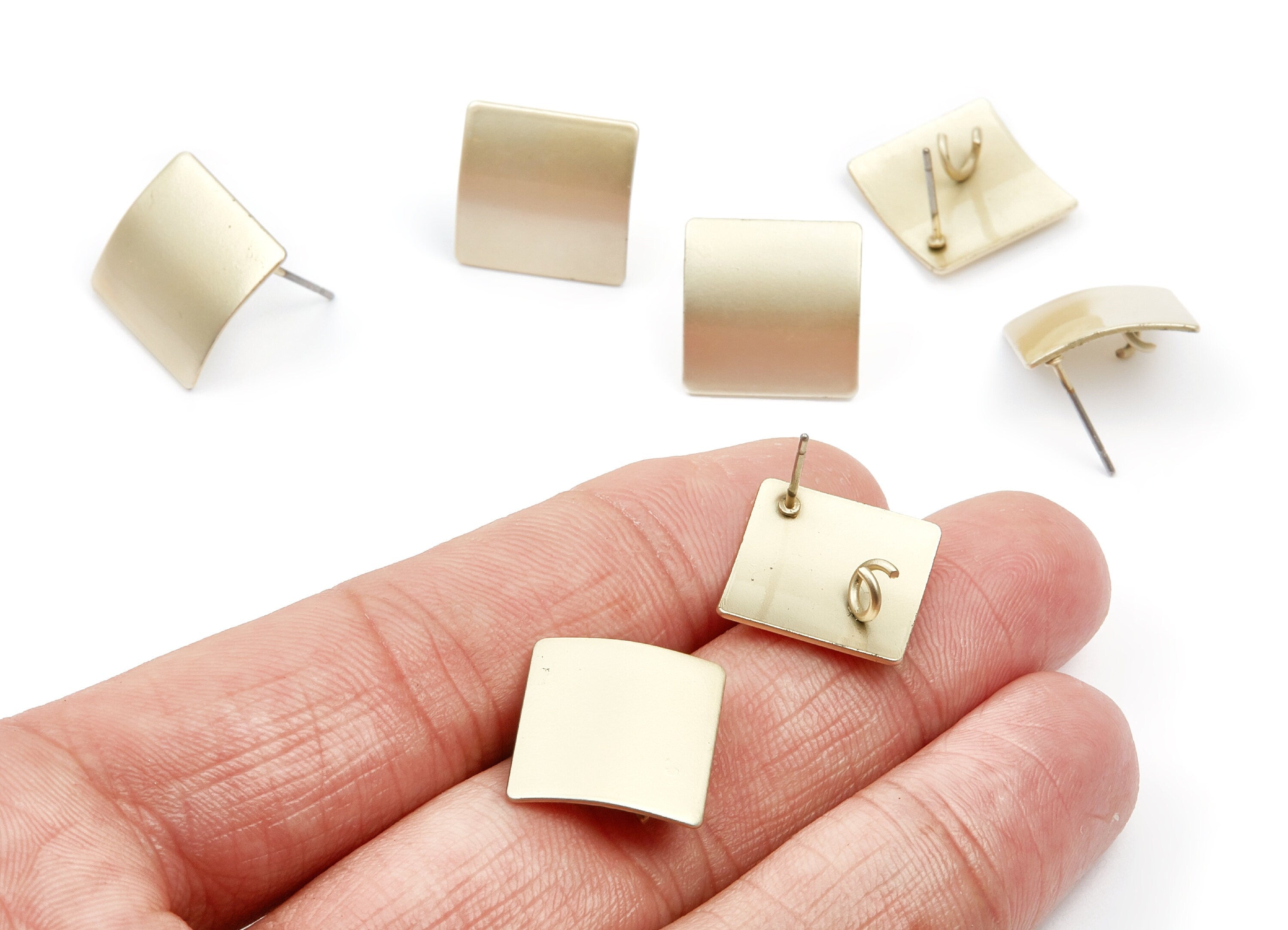 Iron Earring Stud - Gold Tone Plated - Square shaped Earring Post - Earring findings - Jewelry Supplies - 16,16x16,16x0,95mm - ZZ1308 - DOMEDBAZAAR