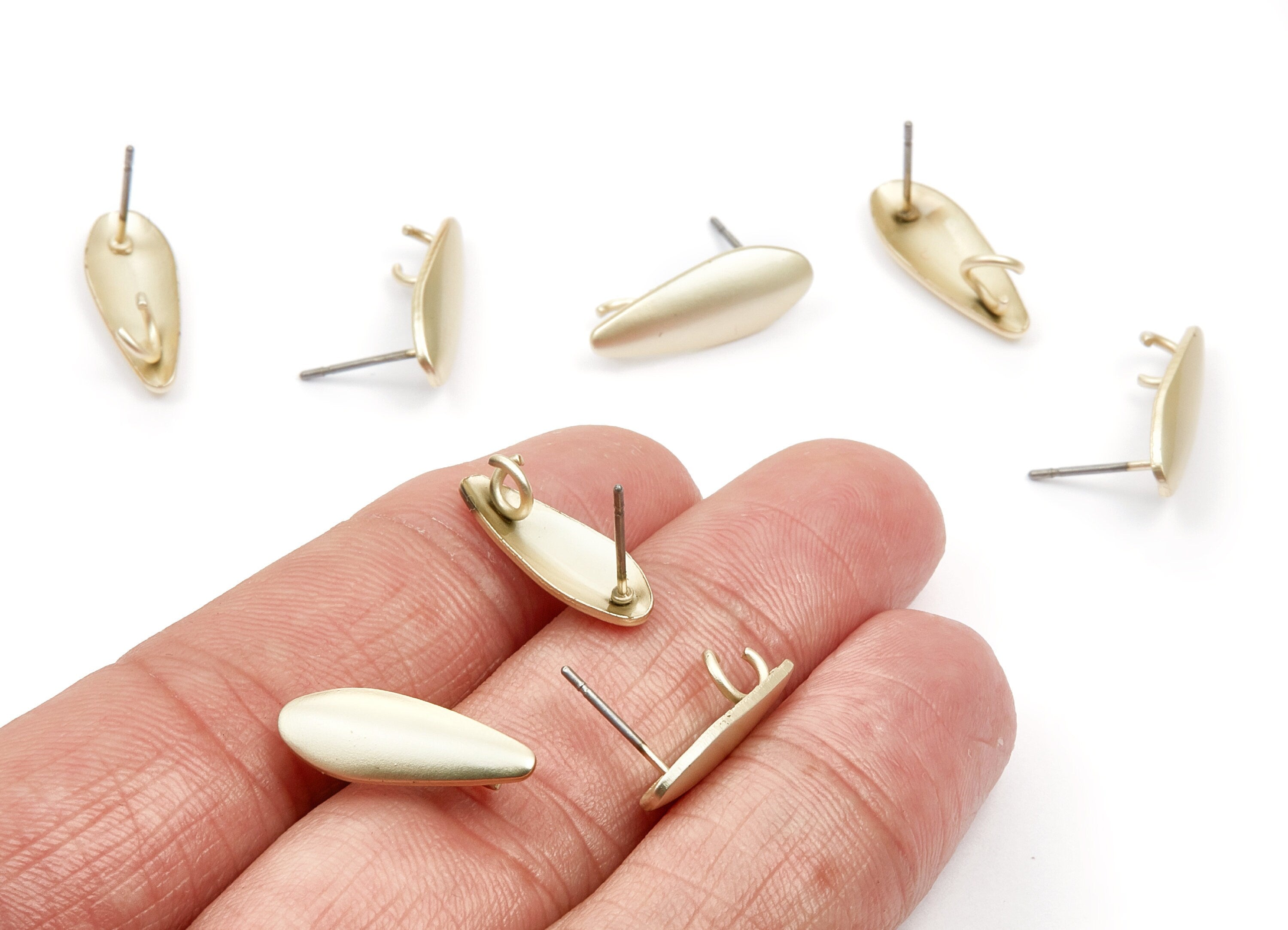 Iron Earring Stud - Gold Tone Plated - Earring Post - Earring findings - Jewelry Supplies - 19x7,4x1mm - ZZ1311 - DOMEDBAZAAR