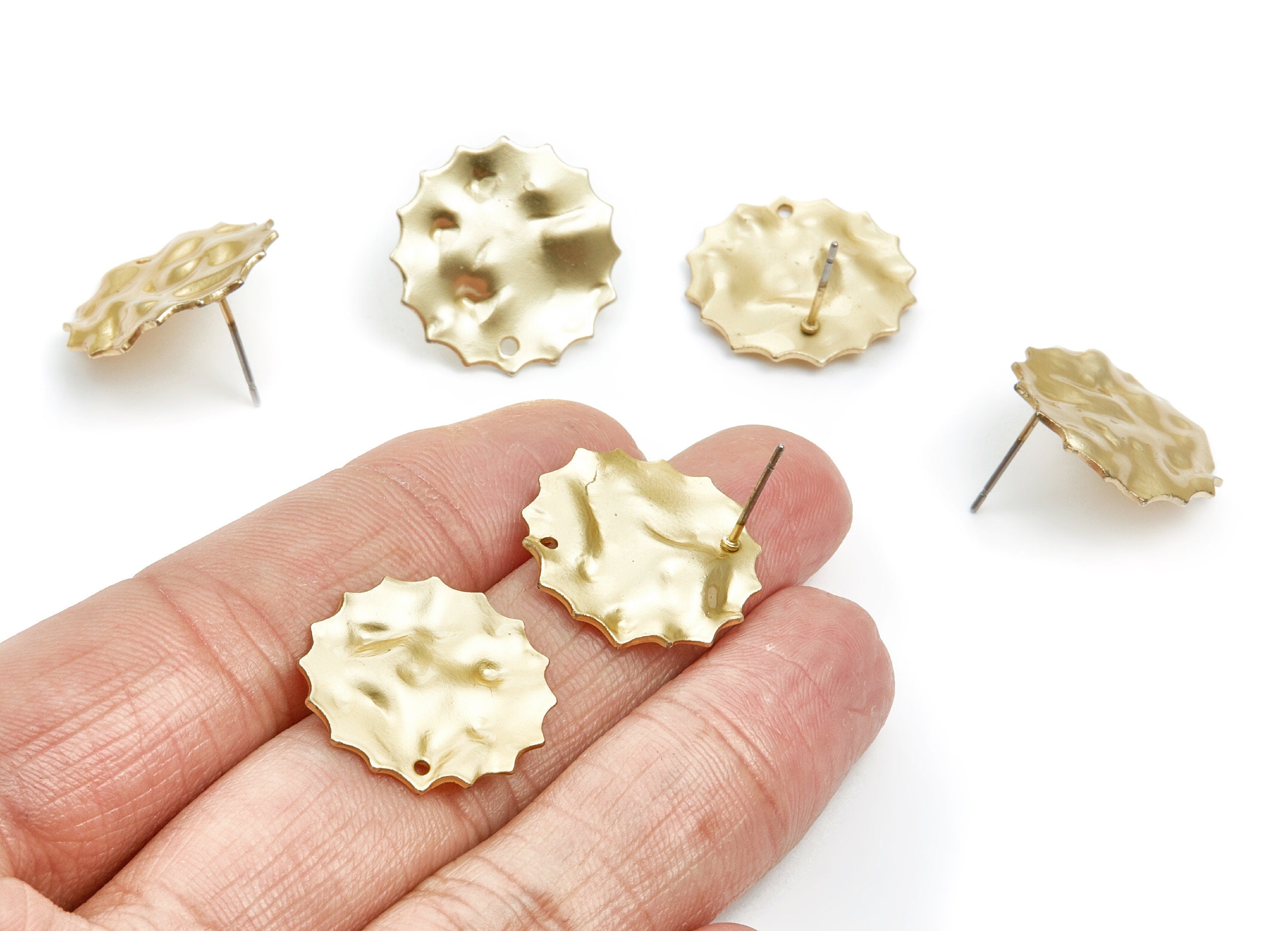 Iron Earring Stud - Gold Tone Plated - Round shaped Earring Post - Earring findings - Jewelry Supplies - 21,68x21,68x1,05mm - ZZ1316 - DOMEDBAZAAR