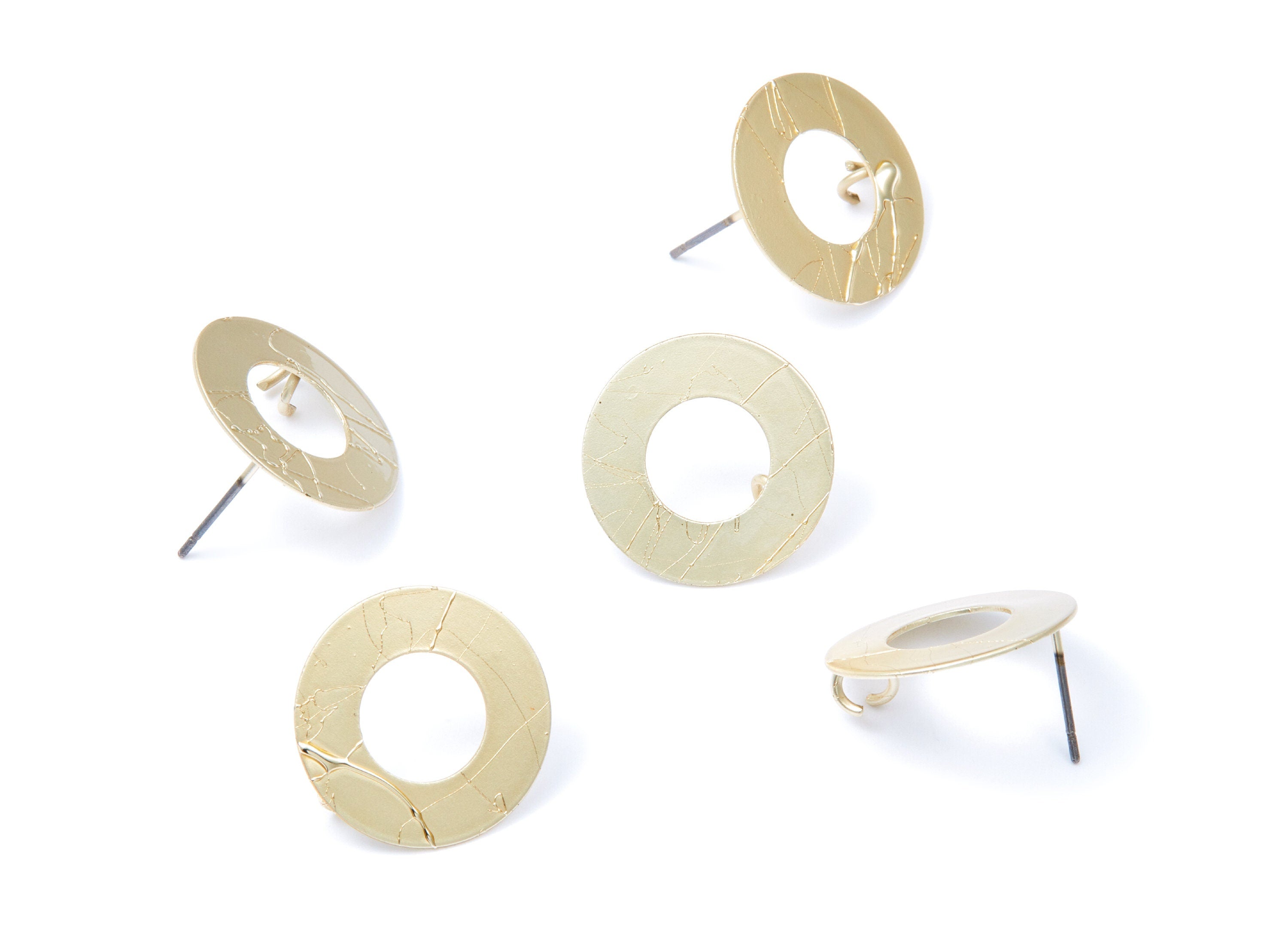 Iron Earring Stud - Gold Tone Plated - Round shaped Earring Post - Earring findings - Jewelry Supplies - 20,13x20,13x0,58mm - ZZ1305 - DOMEDBAZAAR