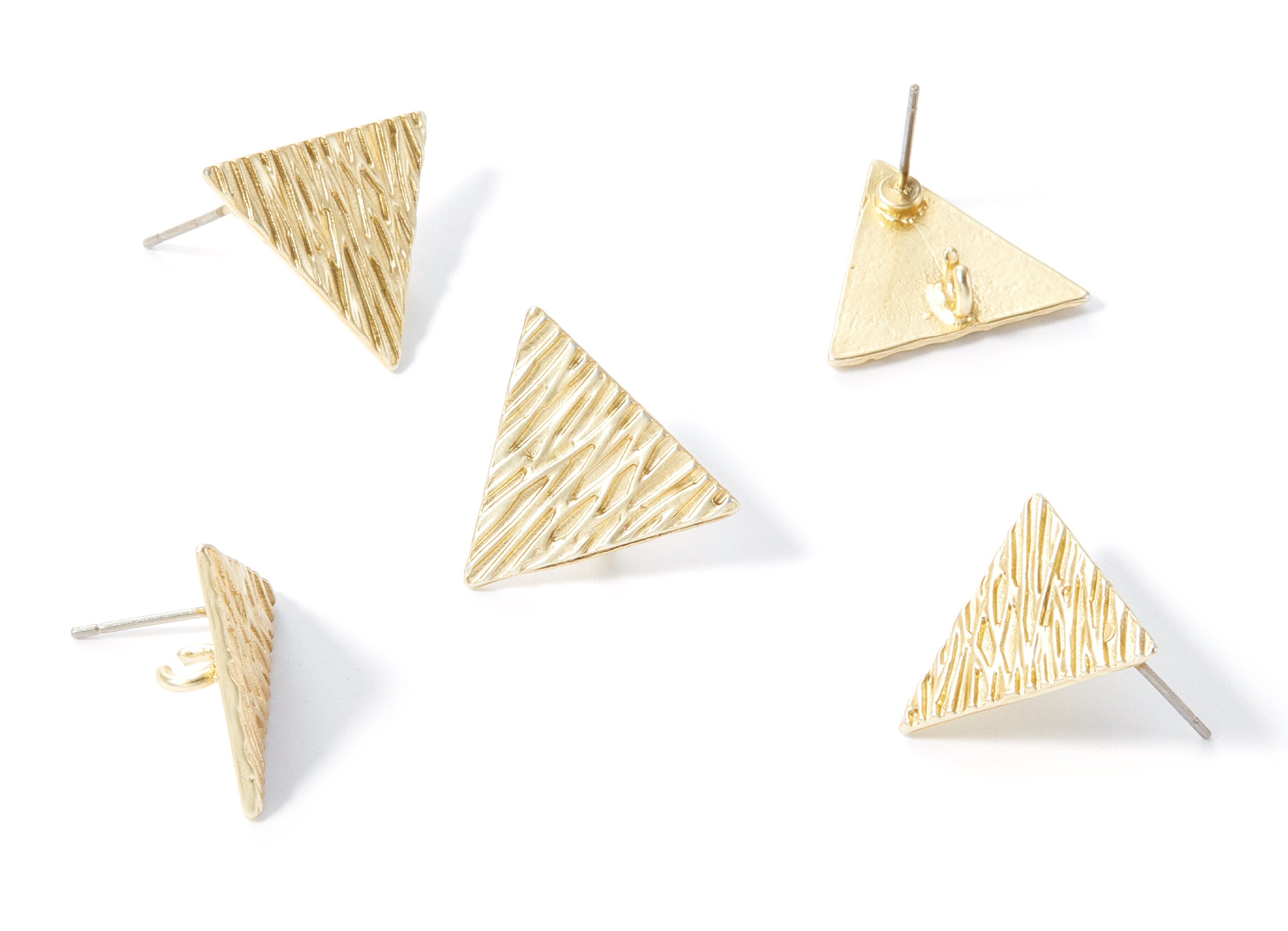 Triangle Earring Stud - Gold Tone Plated - Alloy Earring Post - Earring findings - Jewelry Supplies - 16,45x16,45x1,3mm - ZZ1319 - DOMEDBAZAAR