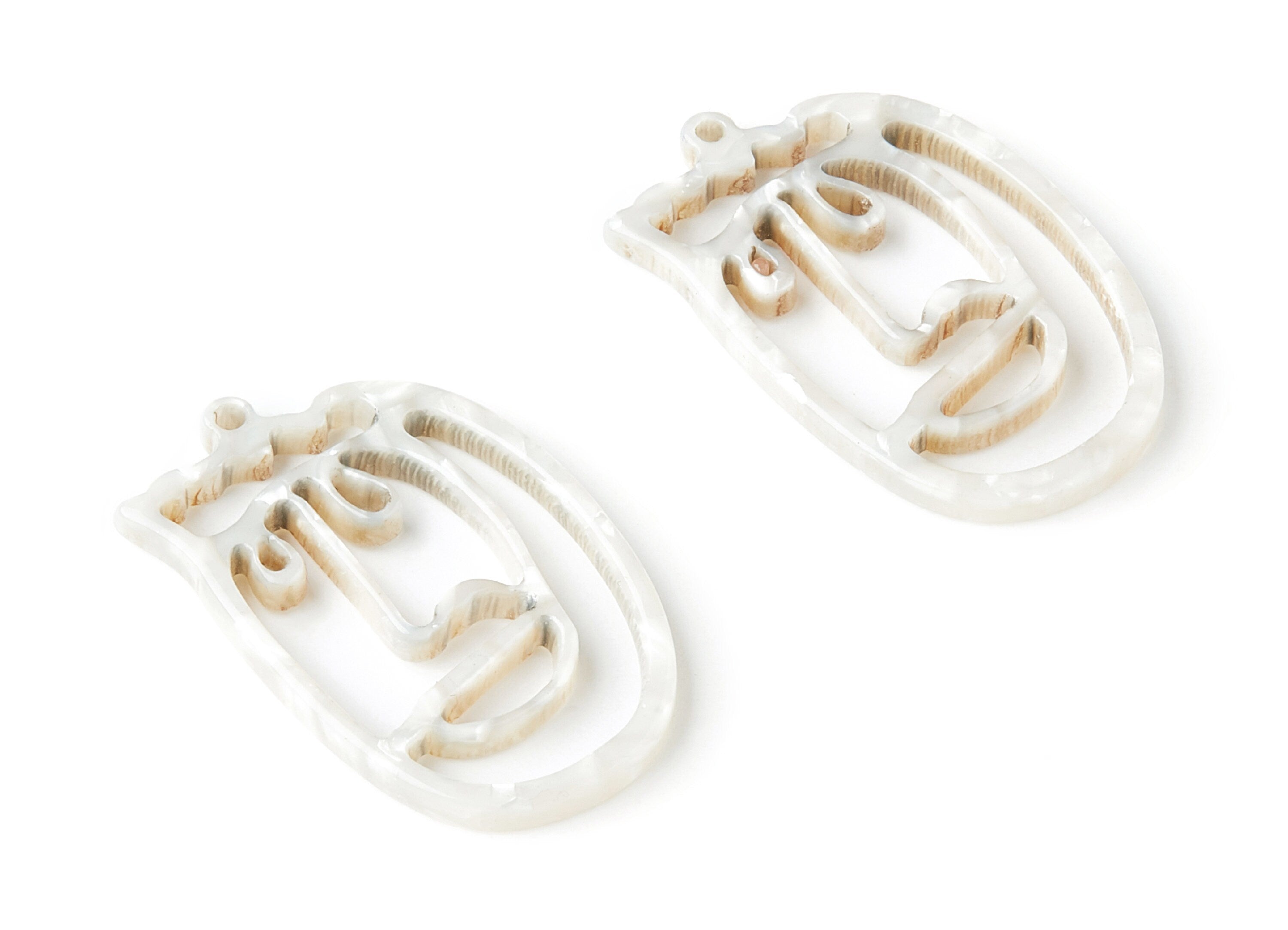 Acetate Face Earring Charms - Face Shaped Pendant - Earring Findings - Jewelry Supplies - 35x22,15x2,64mm - AC1375B - DOMEDBAZAAR