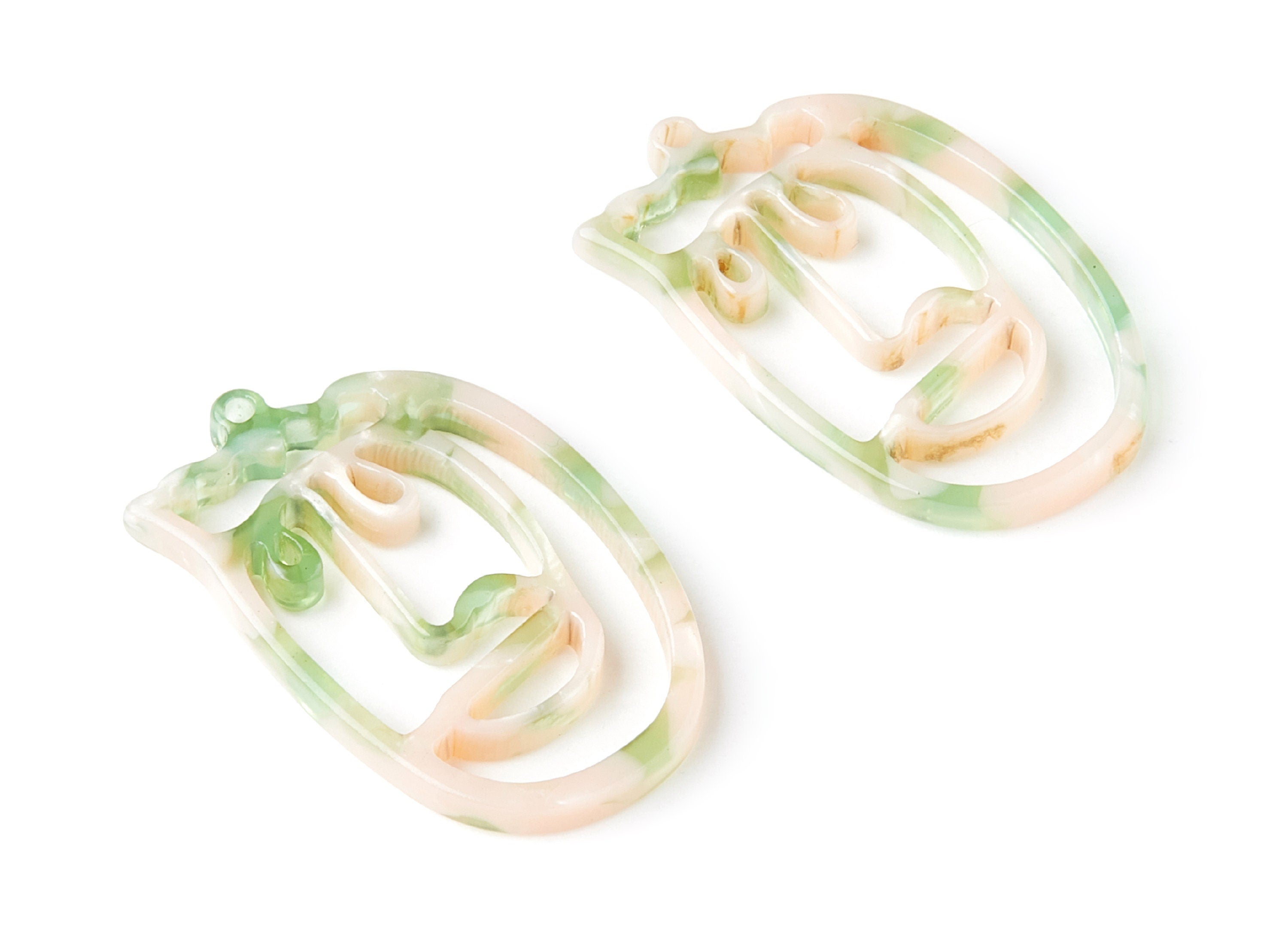 Acetate Acrylic Earring Charms - Tortoise Shell Earrings - Face Shaped Pendant - Earring Findings - 35x22,15x2,64mm - AC1375F - DOMEDBAZAAR