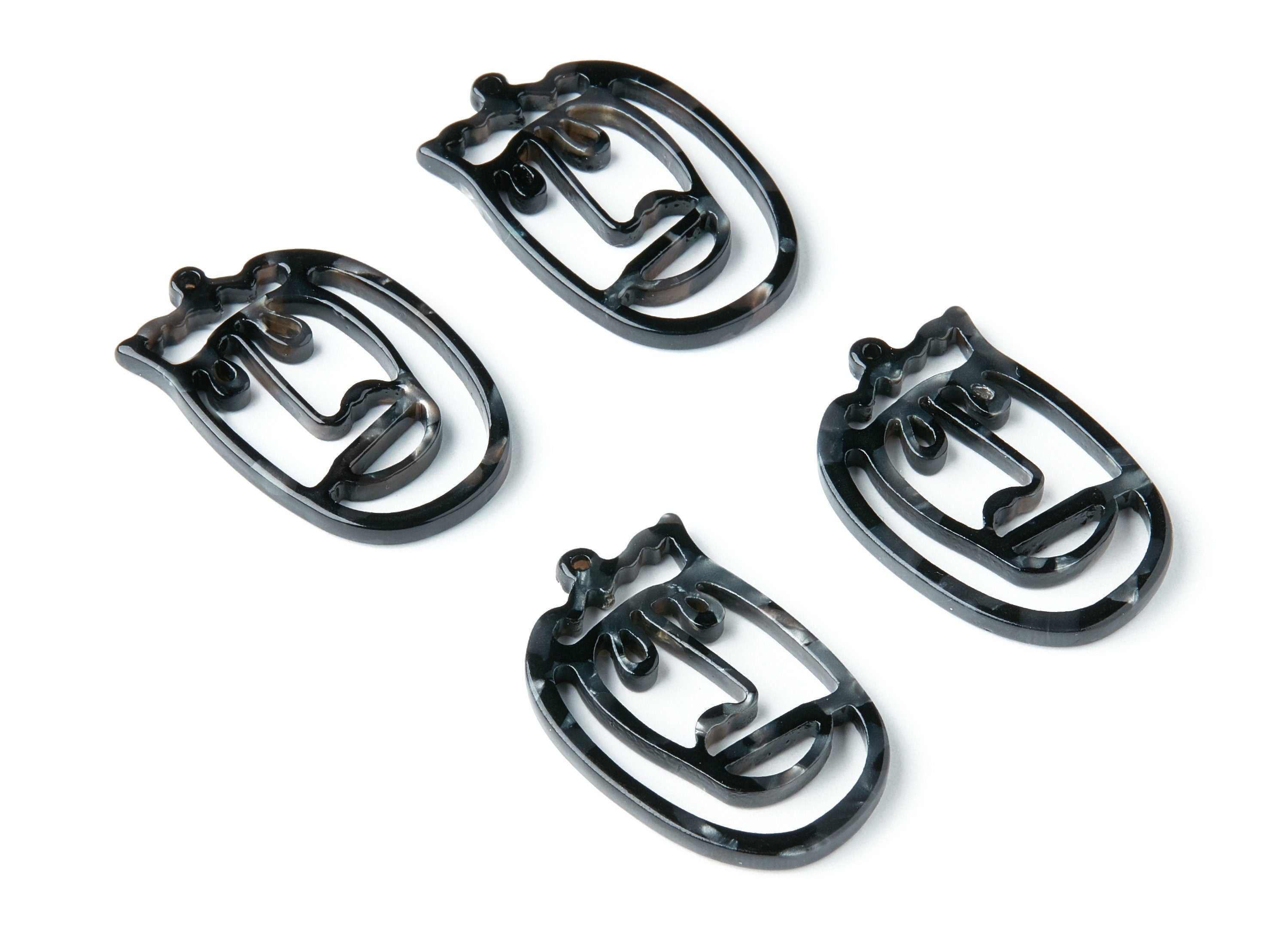 Acetate Face Earring Charms - Acrylic Face Pendant - Earring Findings - Jewelry Supplies - 35x22,15x2,64mm - AC1375L - DOMEDBAZAAR