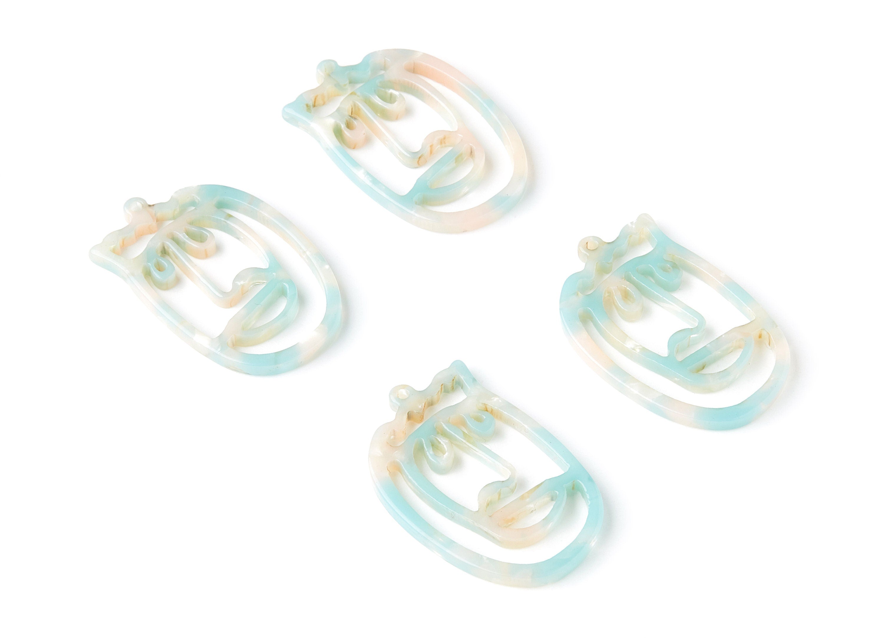 Acetate Acrylic Earring Charms - Tortoise Shell Earrings - Face Shaped Pendant - Earring Findings - 35x22,15x2,64mm - AC1375J - DOMEDBAZAAR