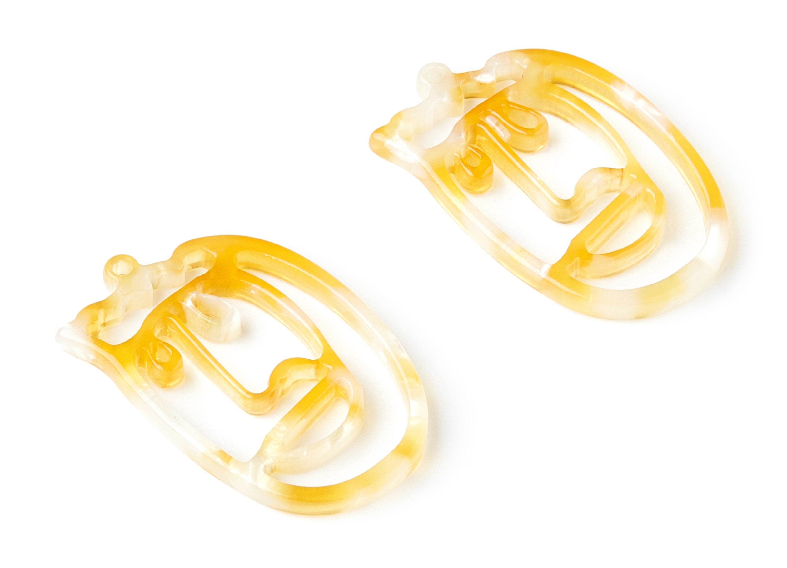 Acetate  Face Earring Charms- Acrylic Face Pendant - Earring Findings - Jewelry Supplies - 35x22,15x2,64mm - AC1375R - DOMEDBAZAAR