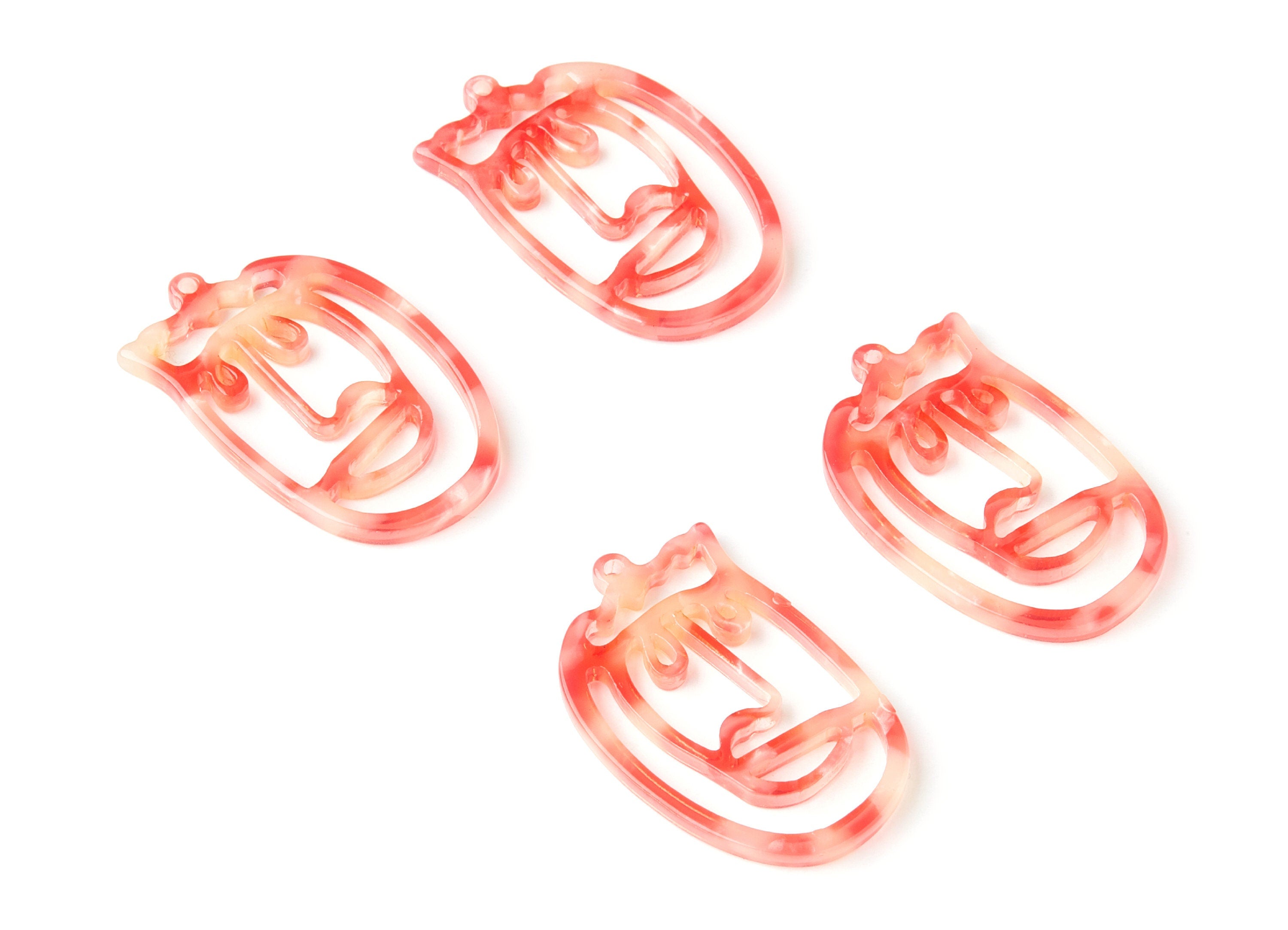 Acetate Face Earring Charms - Face Shaped Pendant - Earring Findings - Jewelry Supplies - 35x22,15x2,64mm - AC1375U - DOMEDBAZAAR