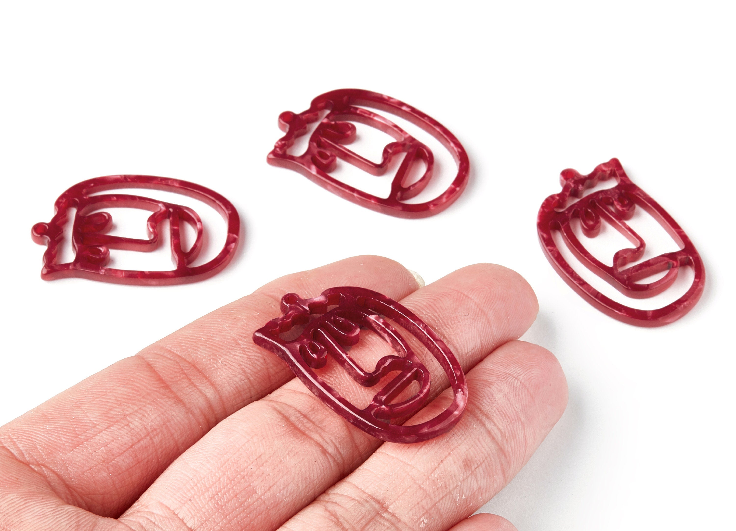 Acetate Acrylic Earring Charms - Tortoise Shell Earrings - Face Shaped Pendant - Earring Findings - 35x22,15x2,64mm - AC1375Y - DOMEDBAZAAR